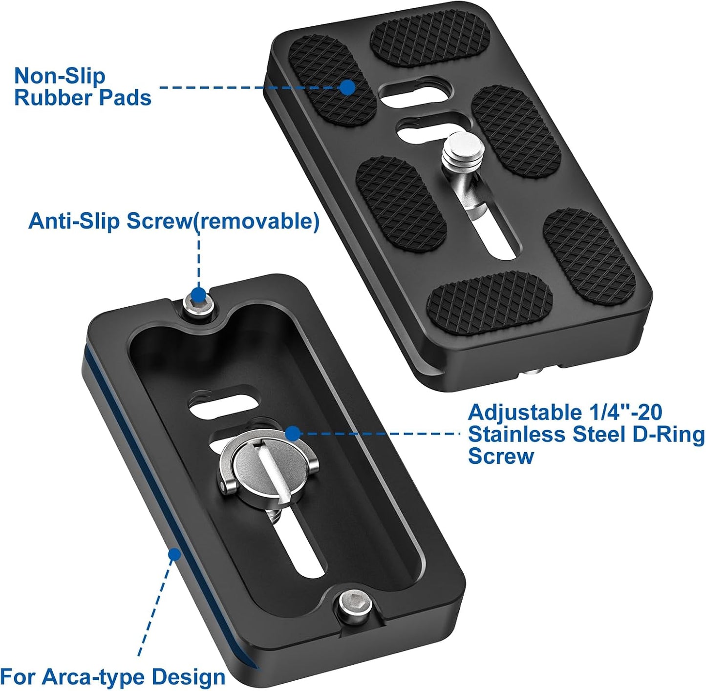 CAVIX PU-70 (1/4-20 Arca-Swiss Compatible Quick Release Plate, Lightweight Aluminum Alloy with Non-Slip Pad