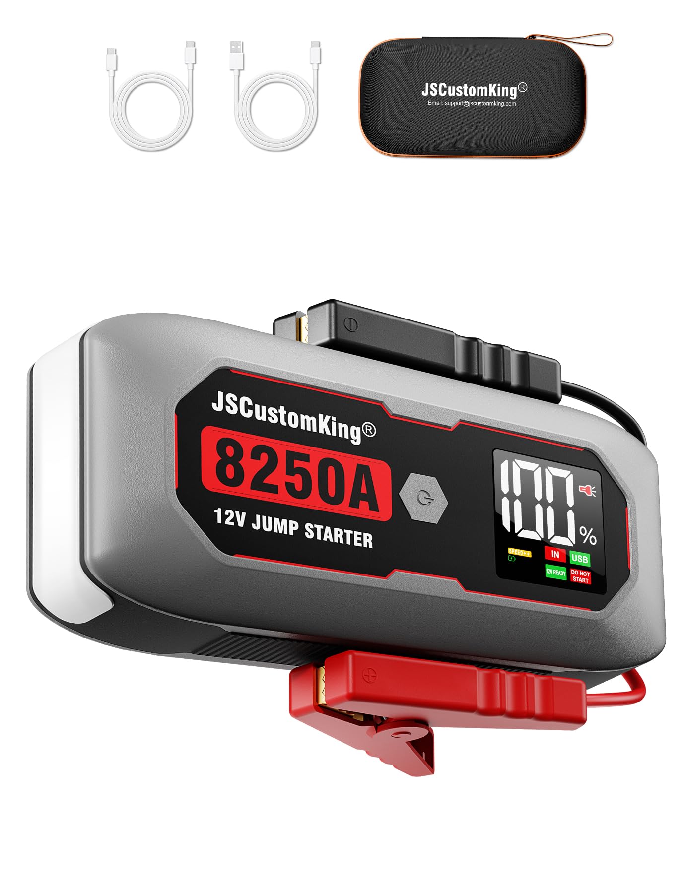 8250A Jump Starter Battery Jump Starter Battery Pack (for All Gas or 10.0+L Diesel), 12V Potable Heavy Duty Car Jump Start with 3.2 inch HD Screen, 2 USB Power Bank 48-Months Stand-by Time