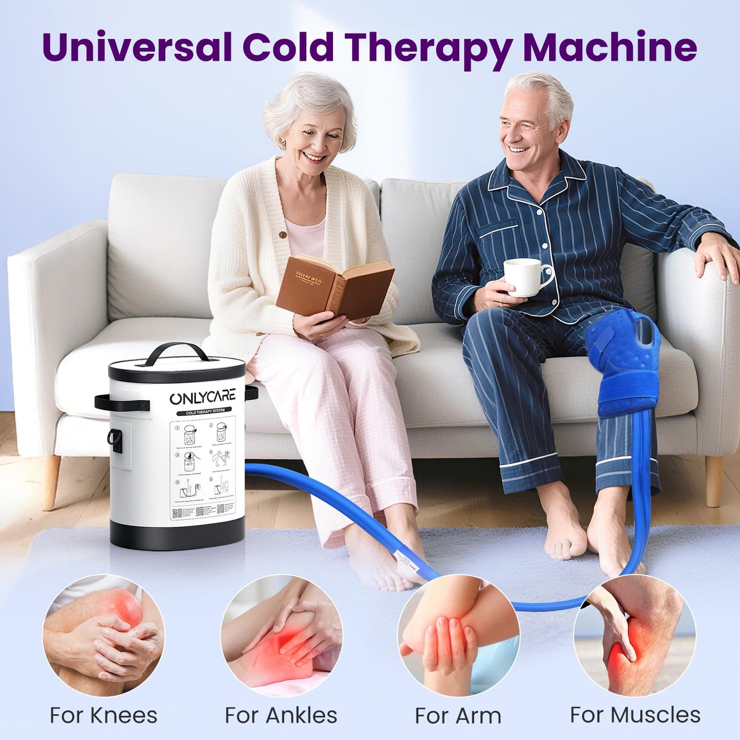 Cold Therapy Machine, Program Timer Ice Machine for Knee After Surgery, Portable Ice Therapy Machine with Quiet Pump, Large Cold Pad for Ankle, Arm Joints, Sports Injuries, Cryotherapy Pain Relief