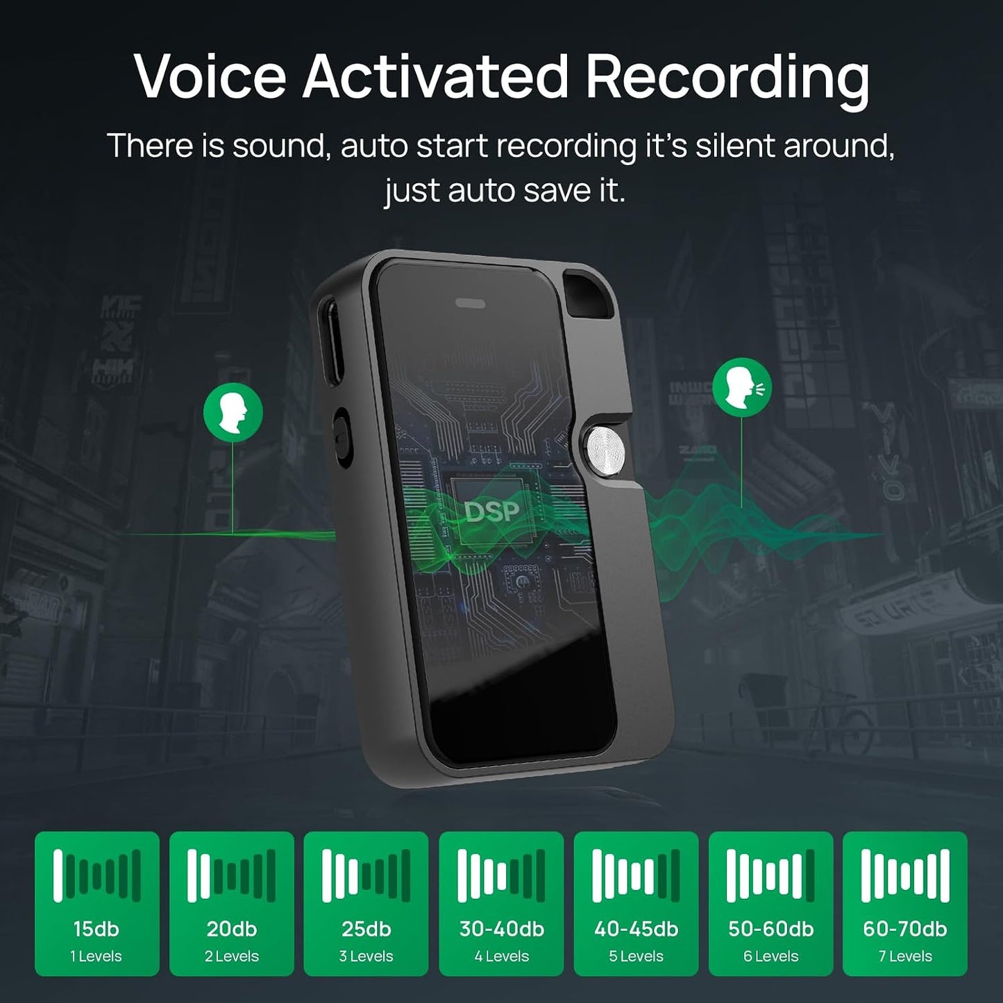 WARDIX 128GB Digital Voice Recorder Portable - with DSP Noise Reduction for Lectures Meetings, Built-in OTG Data Cable