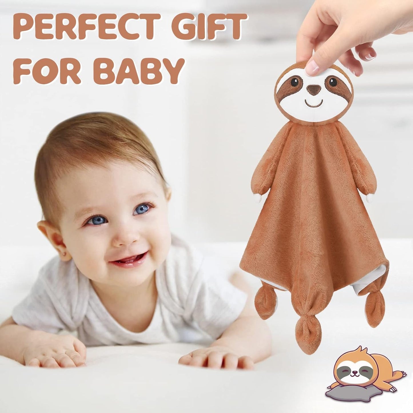 Pro Goleem Sloth Security Blanket - Soft Lovey for Babies | 14-Inch Snuggle Toy & Gift