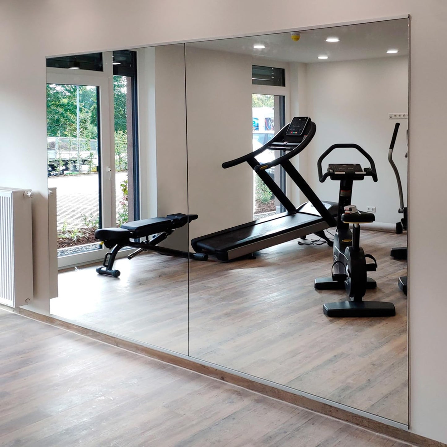 JAMBALAY Tempered Glass Home Gym Mirror, 2Pcs 48"x30" Large Gym Mirror, HD Large Full Body Mirrors for Dance, Yoga, Frameless, Fitness, Garage
