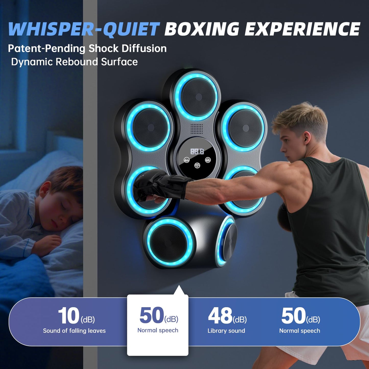 Music Boxing Machine for Adults Kids Interactive Punching Trainer with Boxing Gloves, Large Size Wall Mounted Electronic Boxing Target (Large)