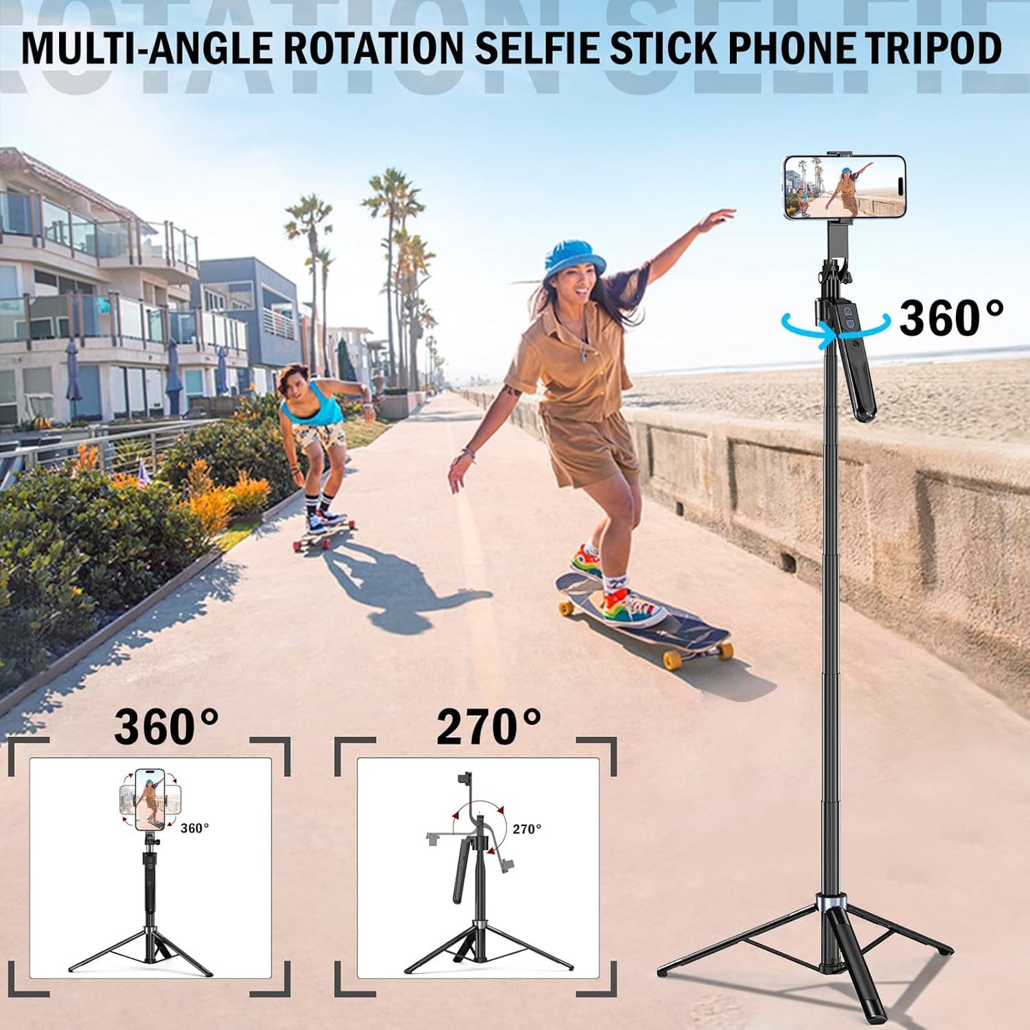 360 Auto Face Tracking Tripod Rotation with Stand,Android and iPhone Tripod Holder with Remote and Gesture Control, No