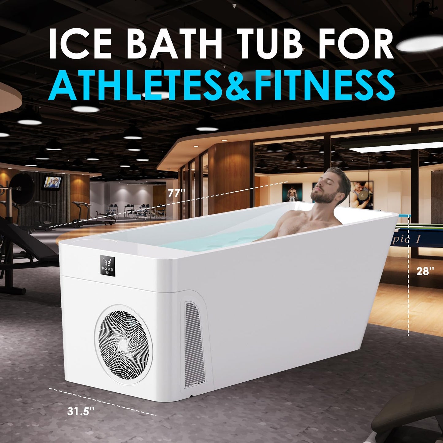 ICEGALAX Ice Bath Tub with Built-In Chiller (Down to 32℉), Smartphone Control, Whisper-Quiet, Freestanding Design for Full-Body Recovery & Cold Therapy, All-in Gen 2