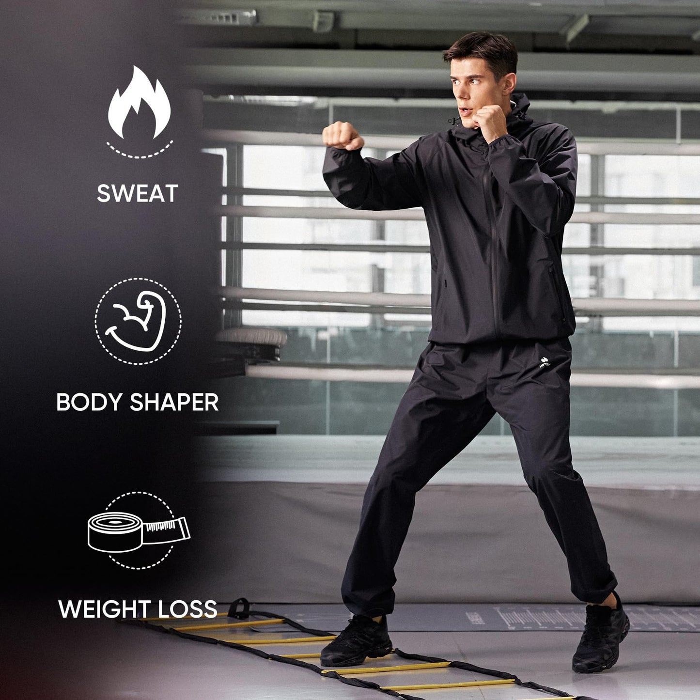 HOTSUIT Sauna Suit for Men Weight Loss Sweat Suit Boxing Exercise Sweat Sauna Jacket Pants