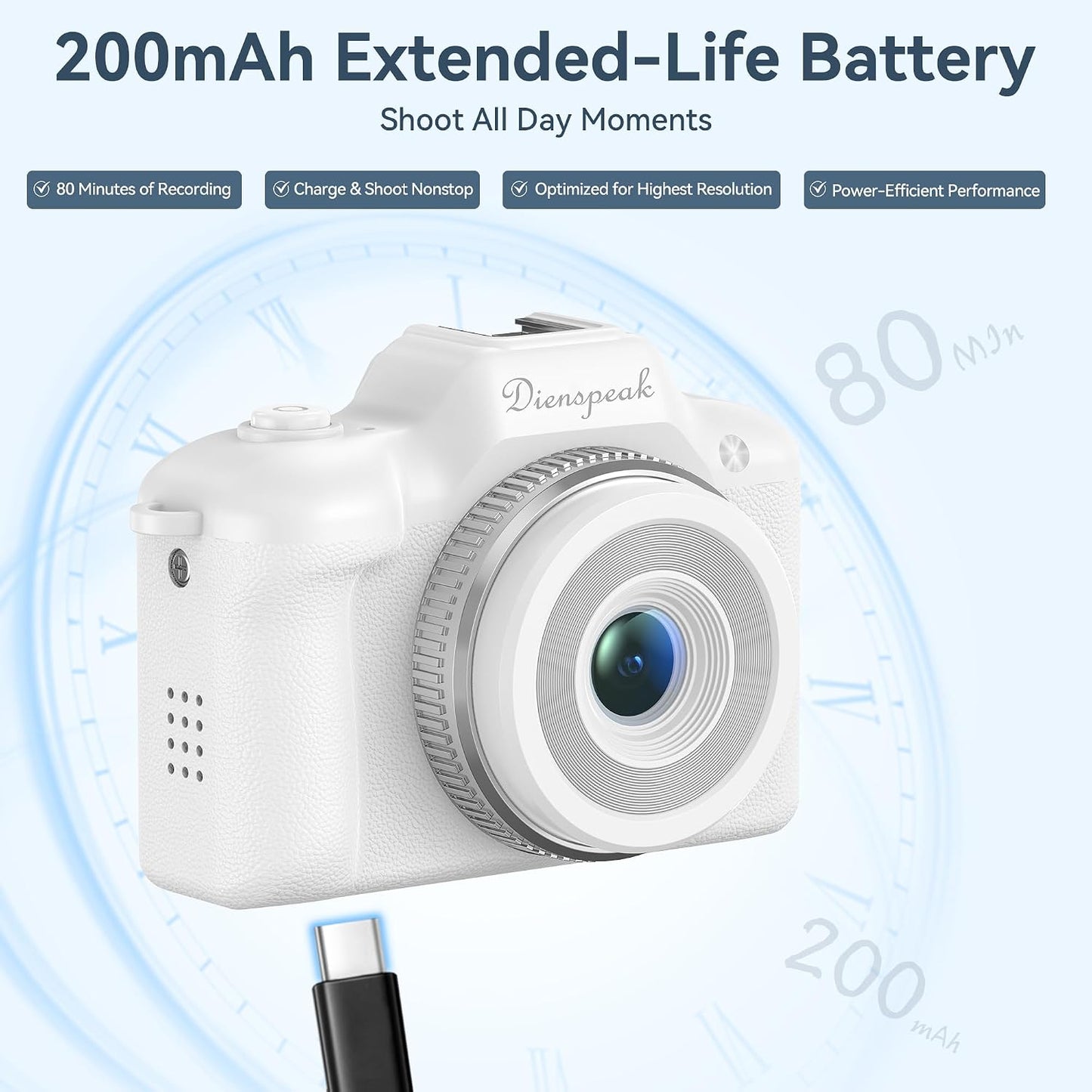 Dienspeak 32GB 1080P Tiny Digital Camera, Vintage Mini Keychain Camera for Teens & Beginners, Cute Portable Small