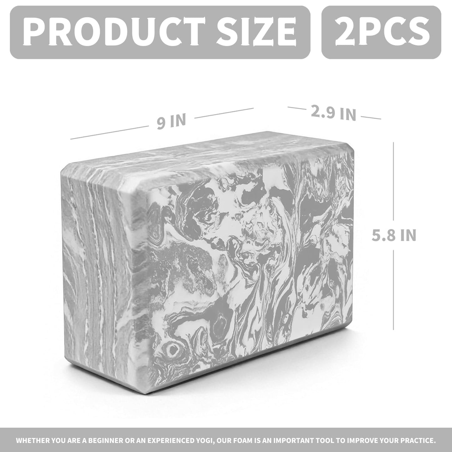 2-Pack Yoga Blocks, High-Density 9"x6"x3" Yoga Brick Foam Blocks Non-Slip EVA Foam Block Yoga Props Accessories for Yoga Pilates Stretching and Meditation (Camo Grey)