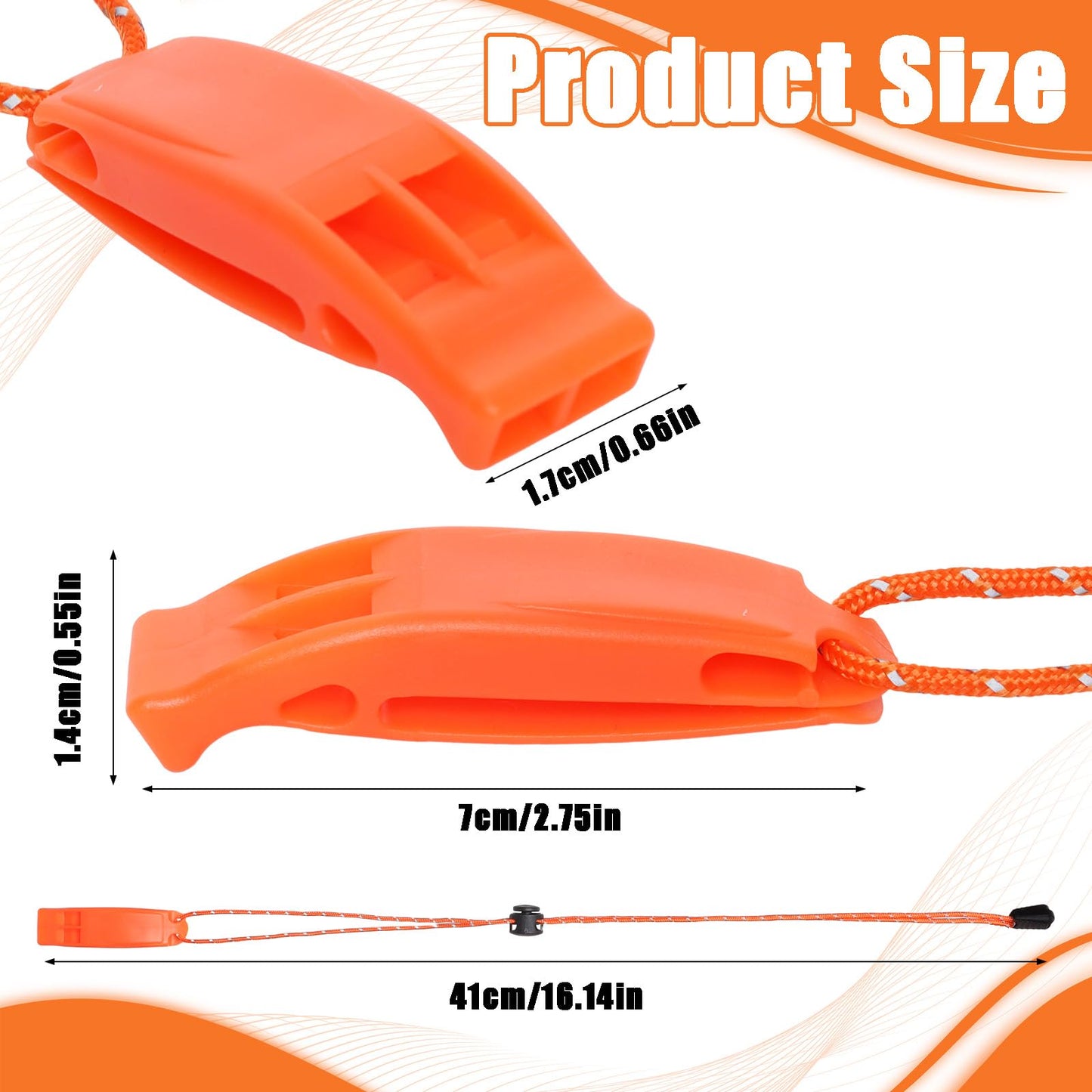 Hftjtsa 6PCS Safety Survival Whistles with Adjustable Reflective Lanyard Super Loud Emergency Safety Survival Whistle for Climbing Hiking Swimming Camping