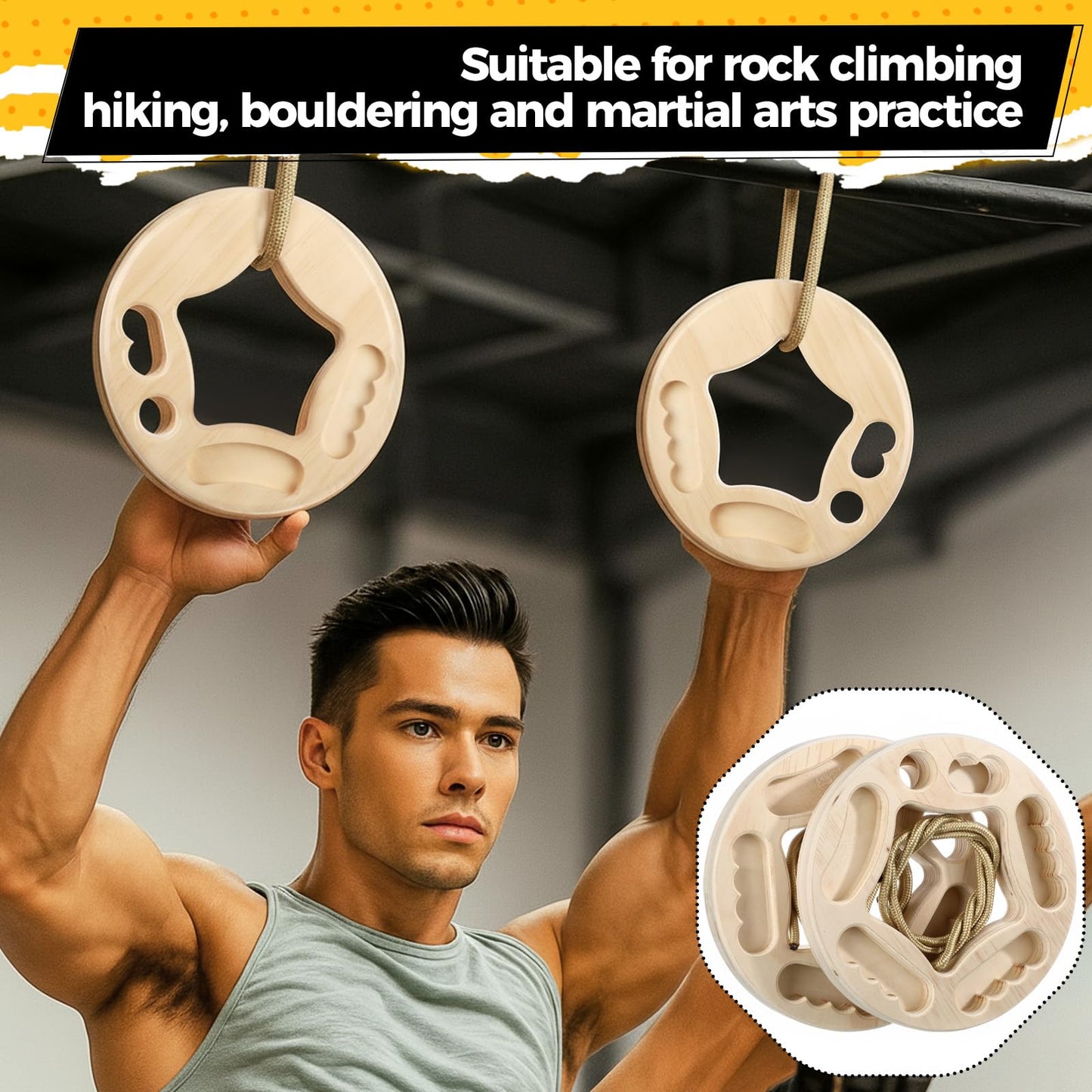 JolliLudo Hangboard Rock Climbing for Climbing Home Training Finger Strengthener, Pull-up Grip Arm Training Portable Finger Board Rock Holds Indoor and Outdoor(Round)