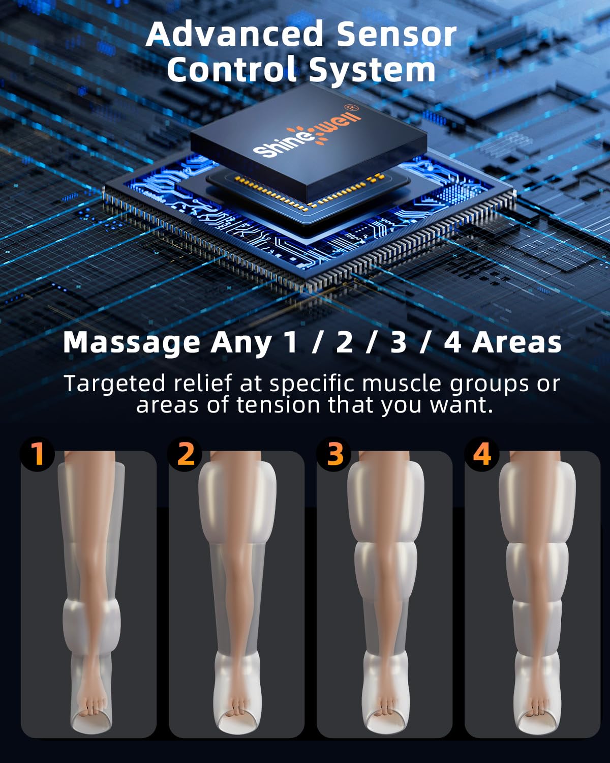 SHINE WELL Leg Recovery Compression System, Professional Foot and Leg Air Compression Boots, Sequential Device for Massage Therapy, Fast Recovery & Improved Circulation for Athletes & Gym (Medium)
