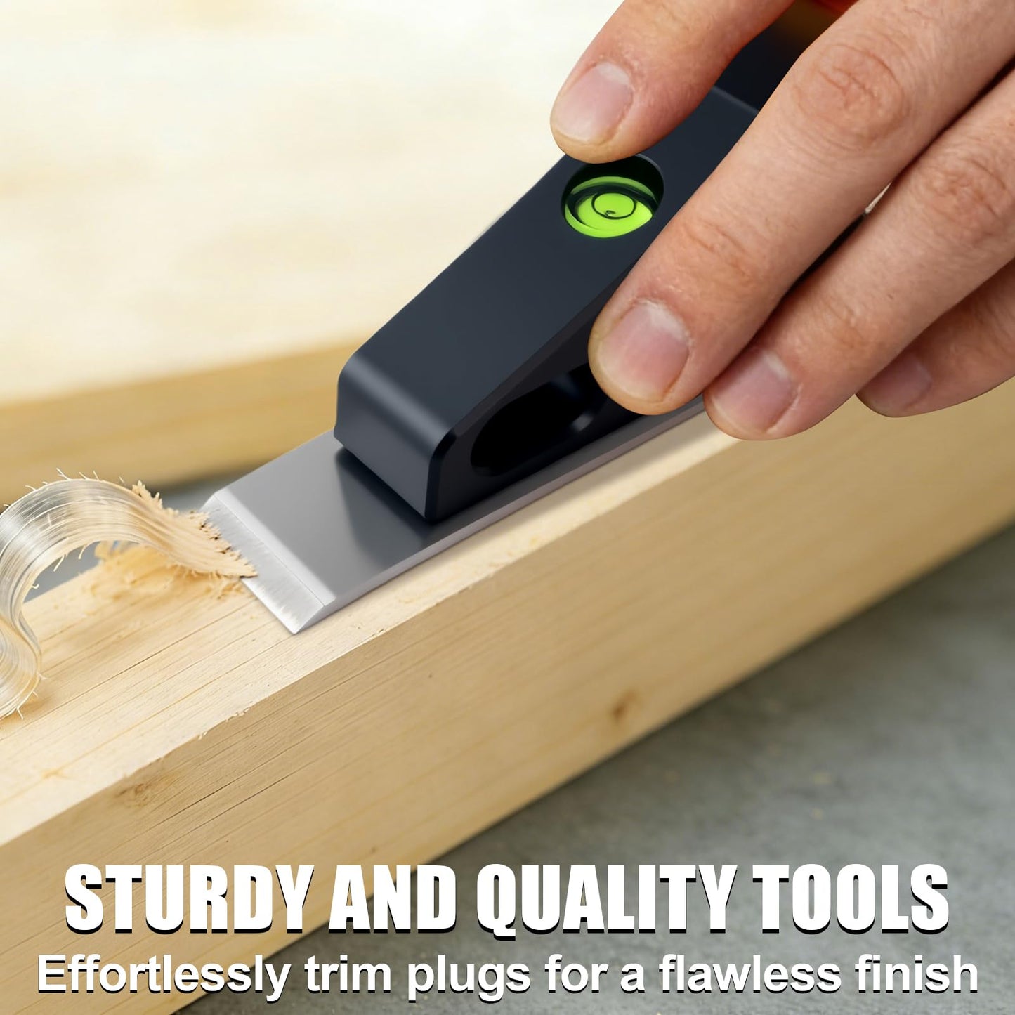 Block Plane with Built-in Level – Durable Hand Planer & Wood Plane – Precision Chisel Plane with Hardened Flat Blade – Compact Woodworking Tool for Edge Trimming, Plug Finishing & Joinery Cleanup