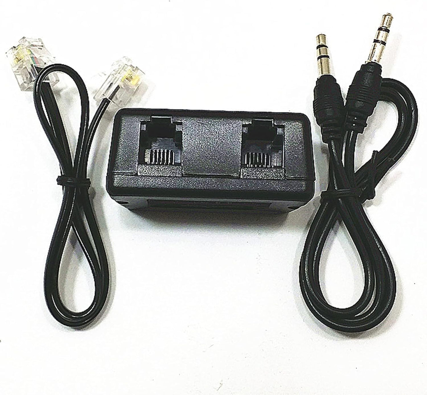 eoqo RJ11 3.5mm 2-Pack Analog Telephone Adapter Splitter for Telephone & Voice Recorder, Dual Ports