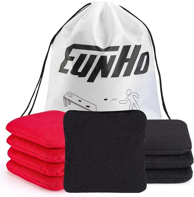 EunHo Cornhole Bags Set of 8 Regulation Size & Weight Corn Hole Bean Bags Official Professional All Weather for Tossing Game with Carry Case