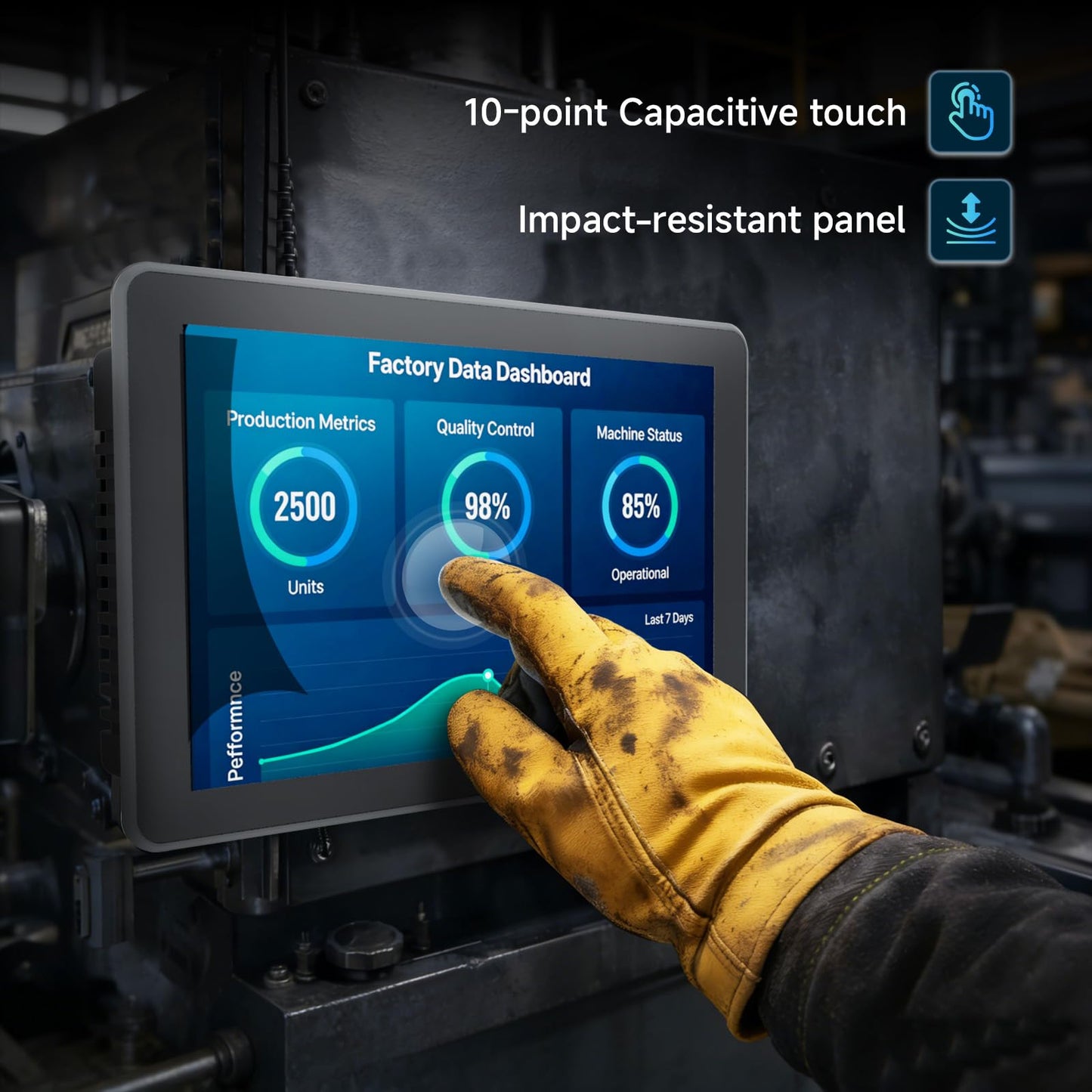 ONERugged 10.1 inch Industrial Panel PC P10J, 10 Point Capacitive Touch Screen Panel Computer, 8GB+128GB, Celeron N5100, Windows 11 Pro, 2xUSB3.0, HDMI, 2xRS232, 2xLAN, BT5.0/WiFi - Black