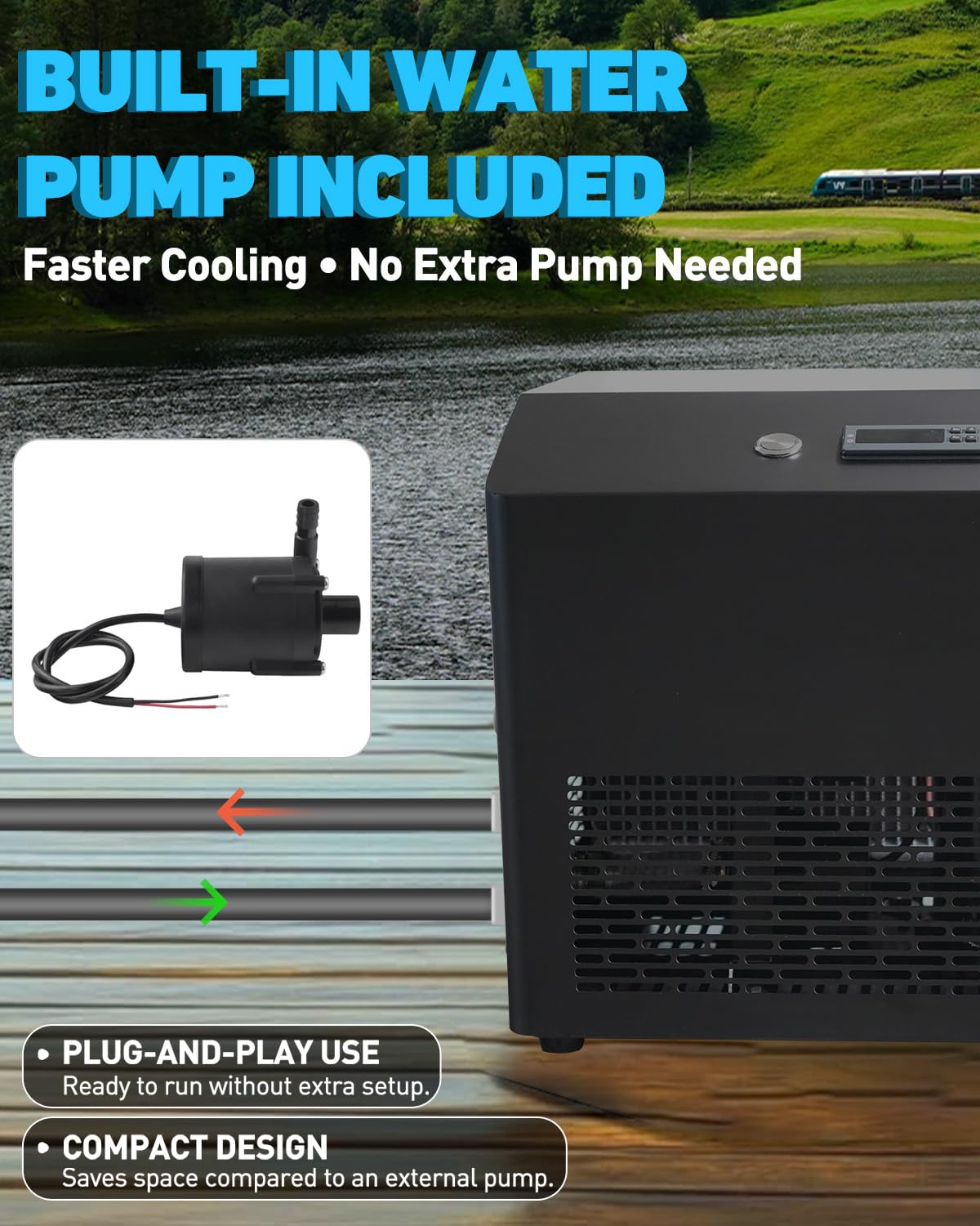 1/2 HP Ice Bath Chiller Cold Plunge Water Chiller for Home Use Compatible with Cold Tubs 1200W Fast Cooling, App-Enabled Temperature Control, Low Noise, IPX4 Splash Resistant