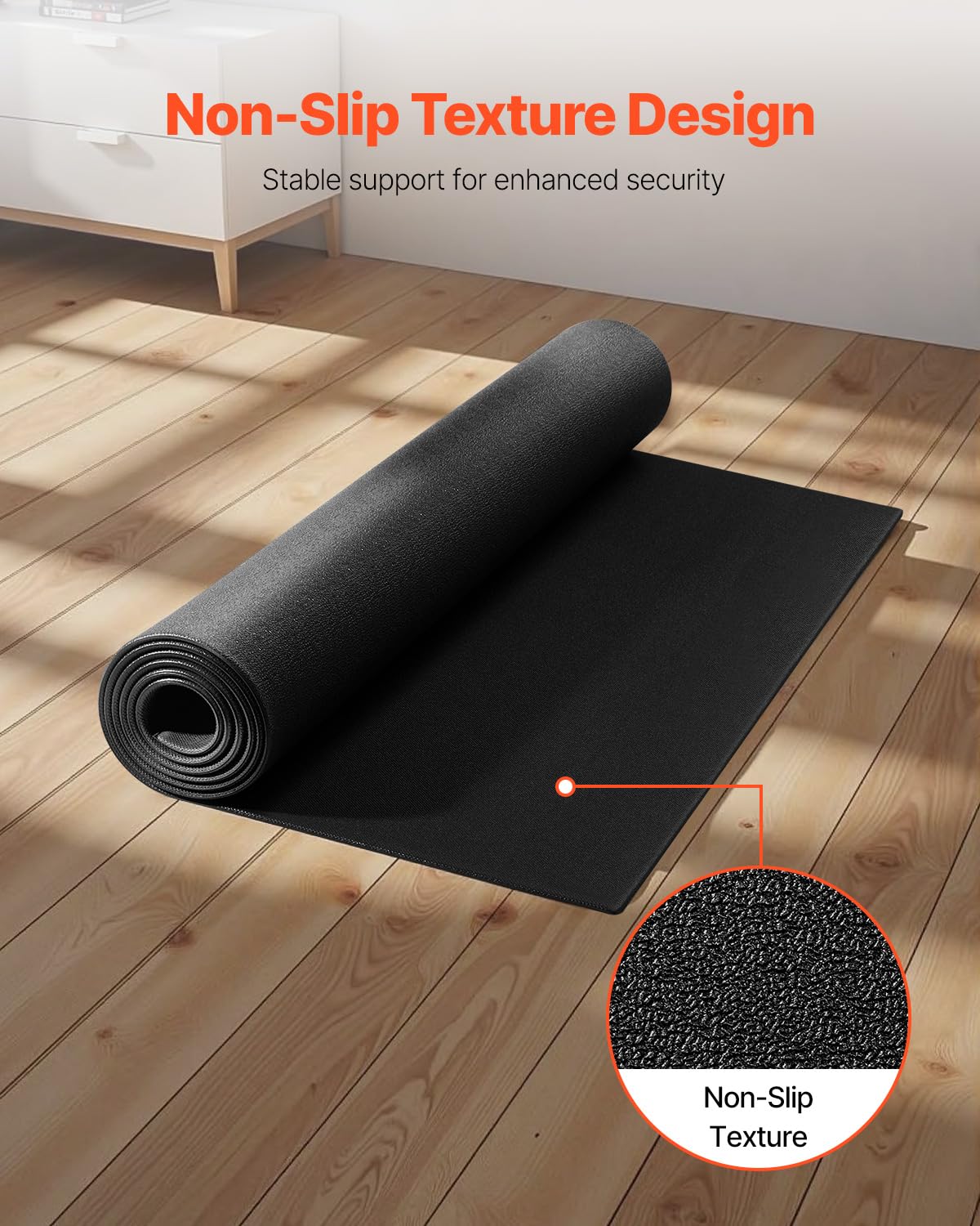 VEVOR Treadmill Mat for Carpet Floor, 1/4" Thick, 36" x 72" Exercise Equipment Mat for Treadmills, Elliptical, Rowing Machine, High Density PVC Floor Protector, Waterproof and Non-slip for Home Gym