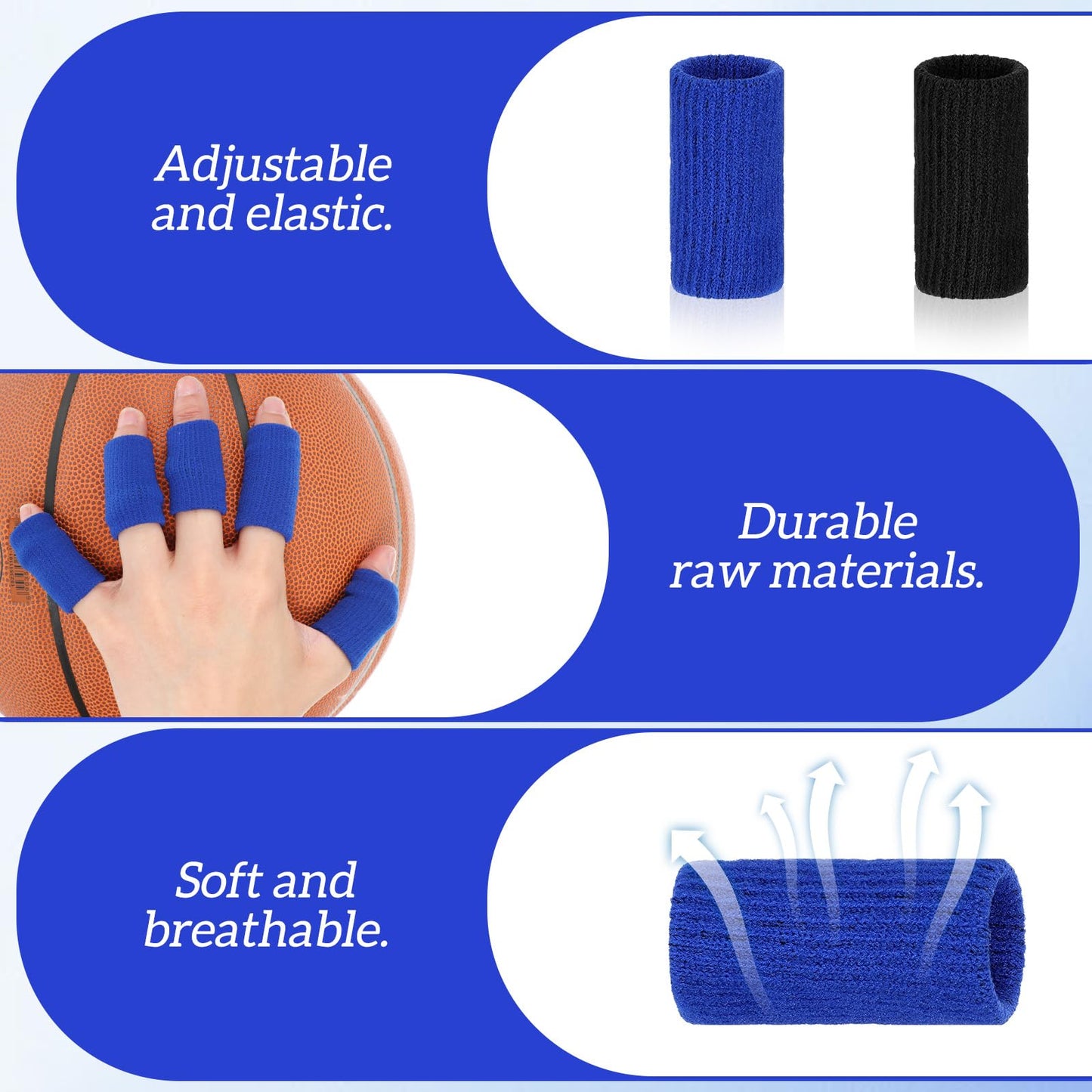TIESOME 20Pcs Sport Finger Sleeves, Breathable Finger Brace Elastic Fingers Support Sleeves Compression Fingers Sleeve Thumb Splints for Relief Support Protector and Relieving Pain