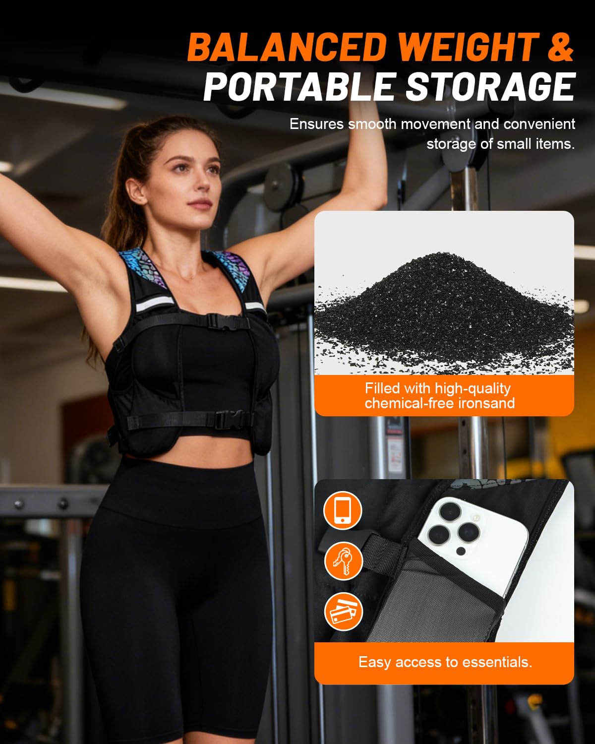 Weighted Vest for Woman Men, 0-10lbs Adjustable Running Vest with 10 Removable Weights, Weight Training Vest for Weight Loss, Colorful Reflective Straps & Phone Pockets, Machine Washable