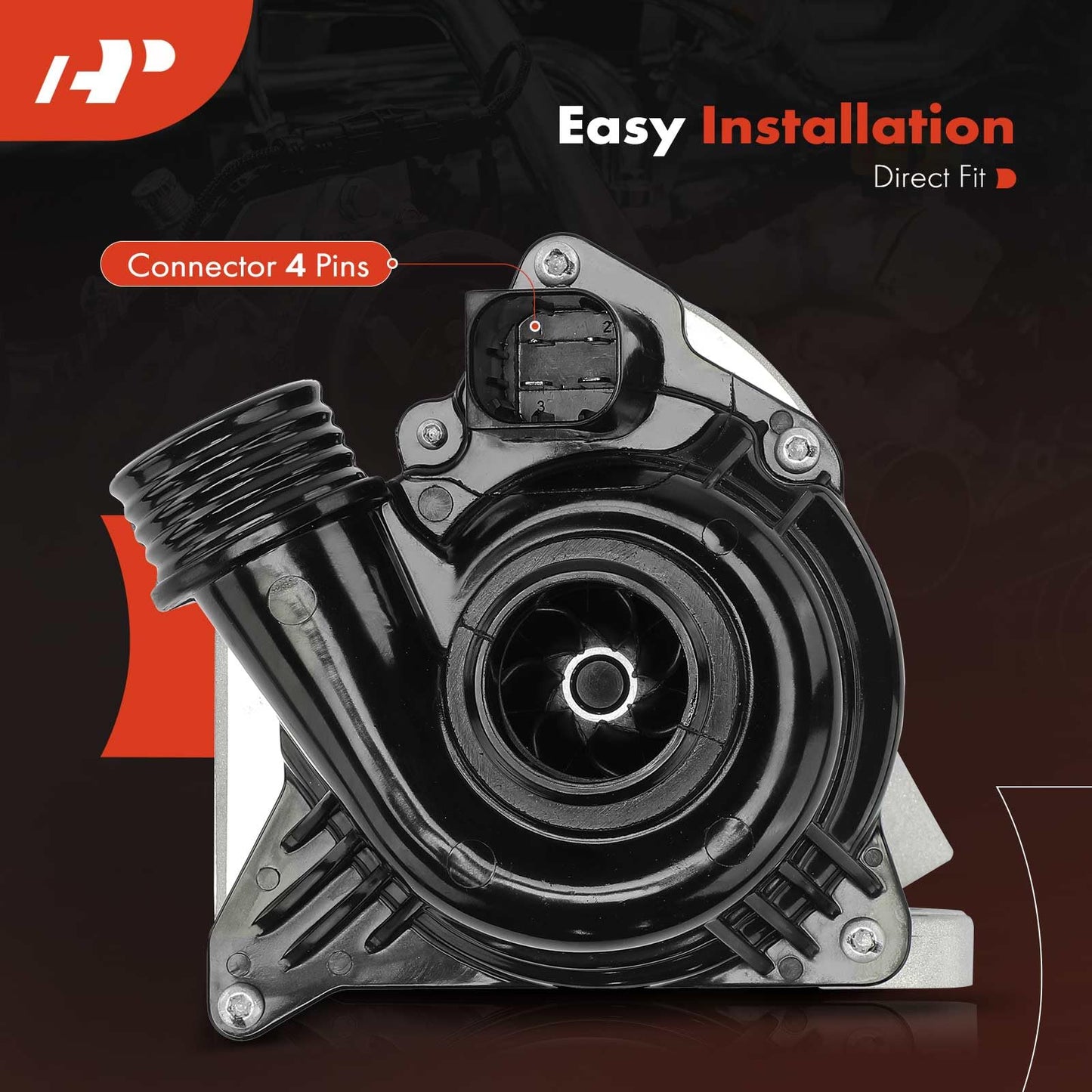 A-Premium 4 Pins Engine Electric Water Pump Compatible with BMW Vehicles - 2007-2019 - 135i, 335i xDrive, 535xi, 640i, 740i, 740Li, X1, X3, X4, X5, X6, Z4 & More - V6 3.0L, Replace# 11517632426