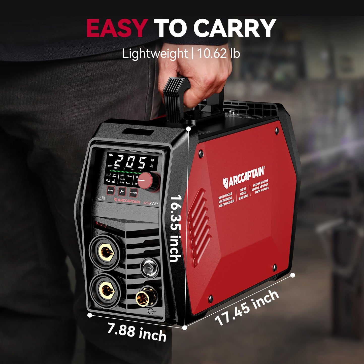 ARCCAPTAIN iControl TIG 205 Pro, 5 In 1 Cold Spot Stick/TIG Welder, 120V/240V Welding Machine with Large LED Display, 2T/4T, Hot start, Arc Force and Anti-stick
