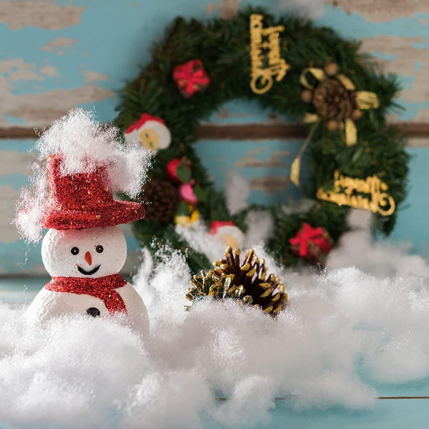 Skiennix Christmas Fake Snow Decor - Fluffy Fiber Artificial Snow Blankets for Indoor Winter Decoration