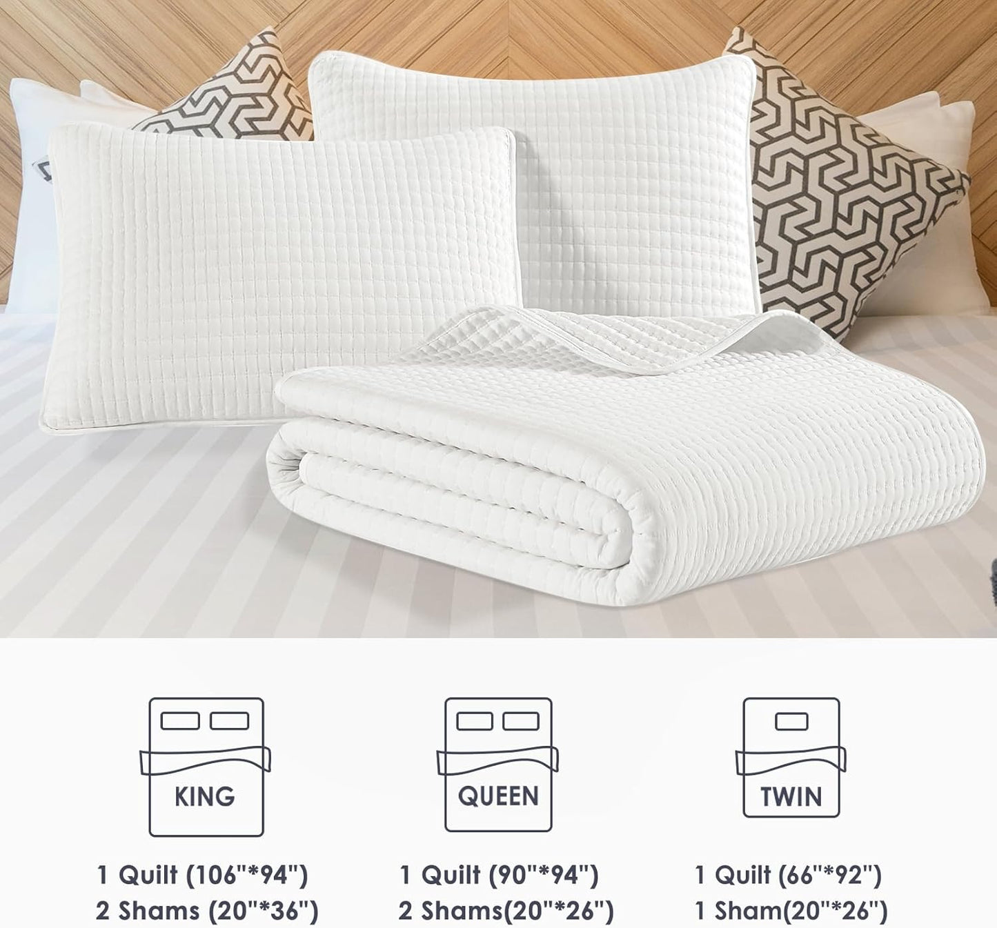 WRENSONGE King Size Quilt Bedding Set - 3 Pieces Lightweight Summer Coverlet with 2 Pillow Shams