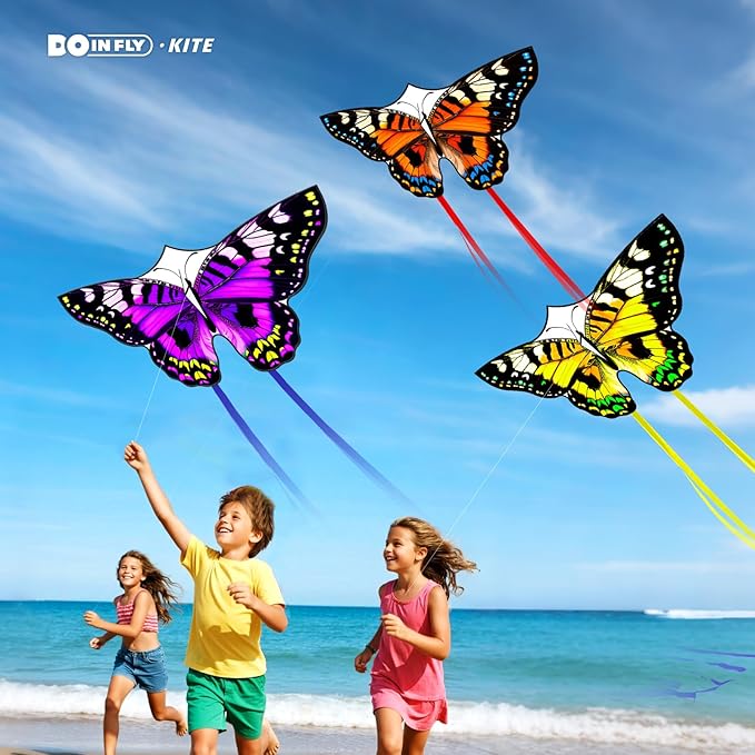 Butterflys for Kids, Beautiful Kite Easy to Fly for Beginners with 328 ft Line & Line Winder (1m-Tiger Spotted Butterfly-(6sets), 6)