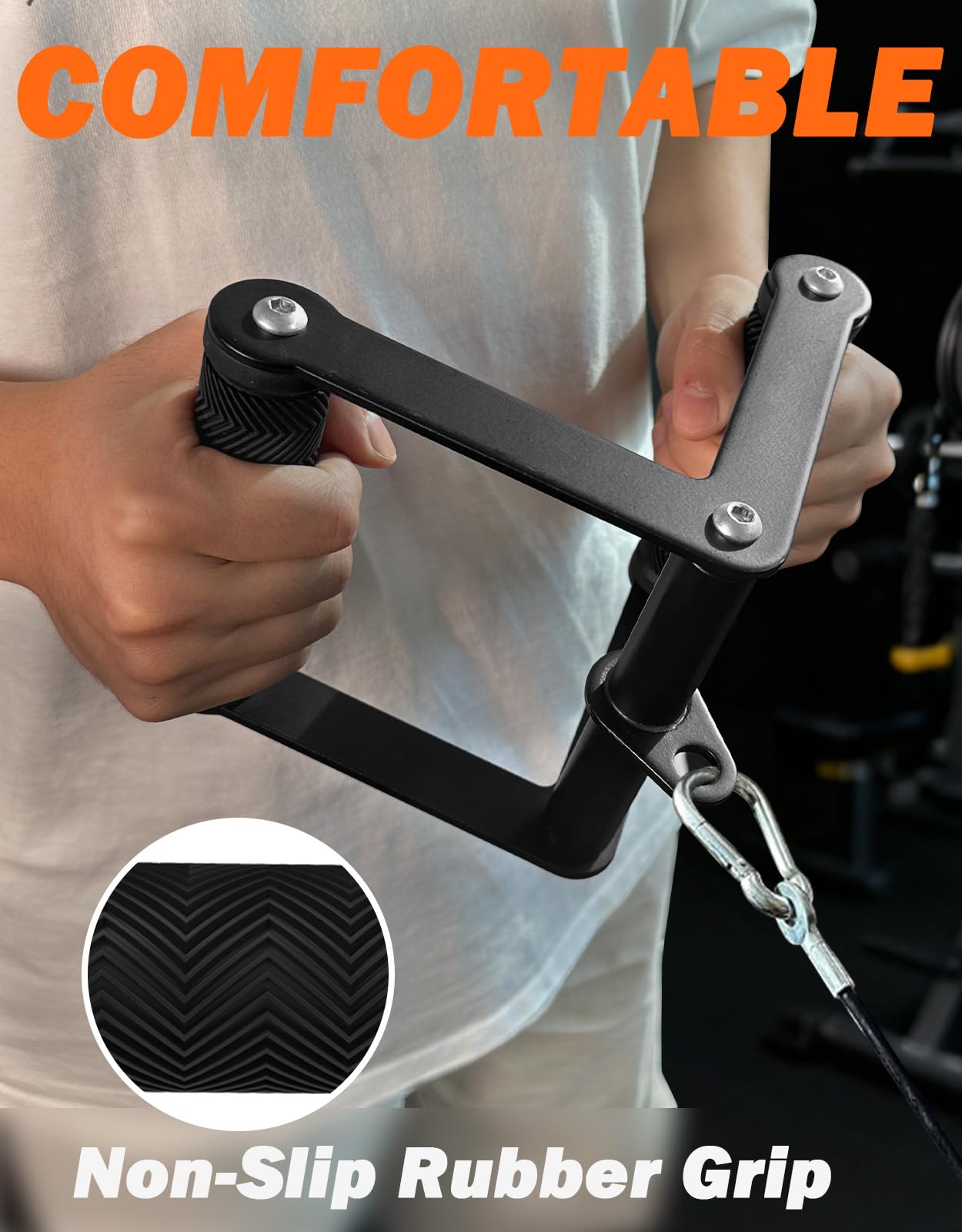Fitarc Double D Row Handle Cable Attachments for Gym, Non-Slip V Bar Attachment for Home Gym Equipment, T Bar Row Attachment for Back Training, LAT Pulldown Attachments and Cable Machine Attachment