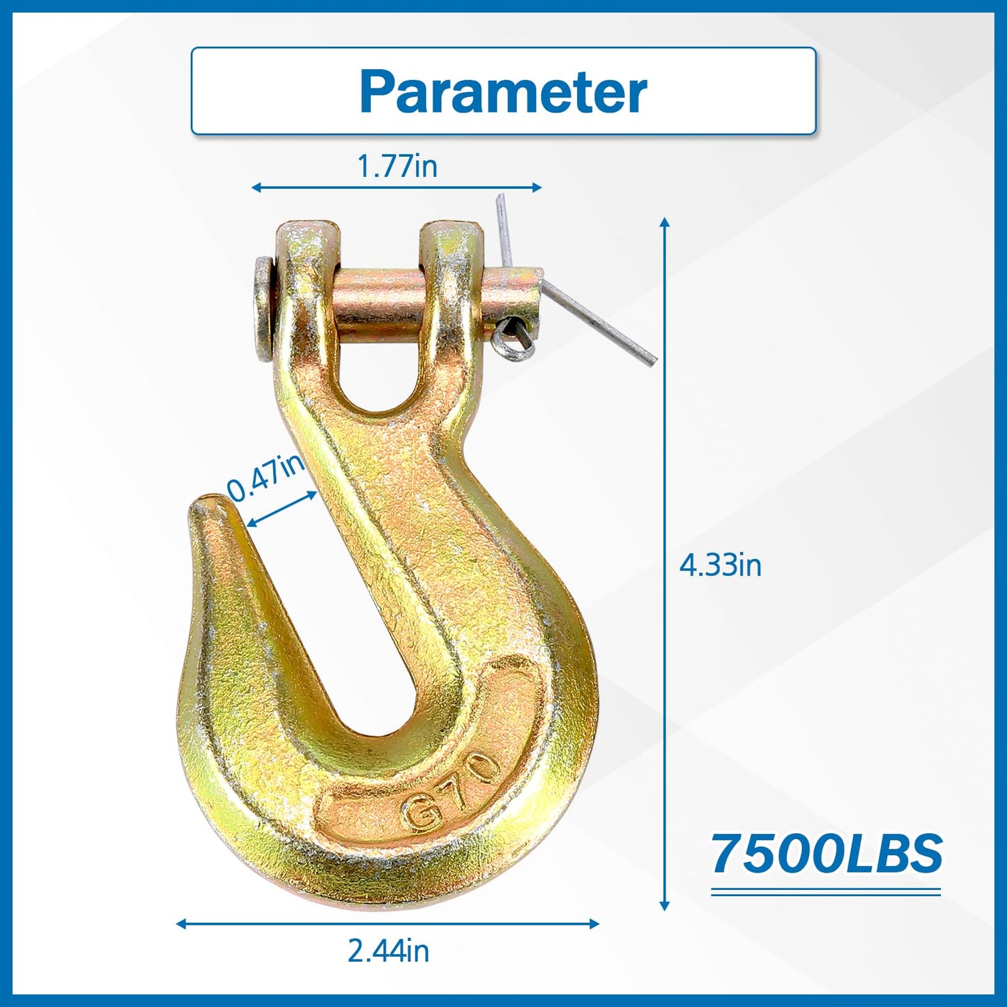 TBAPFS 4Pcs 3/8 Inch Clevis Grab Hooks Grade 70 Chain Hook 7500 Lbs Working Load Limit for Trailer Truck Transport