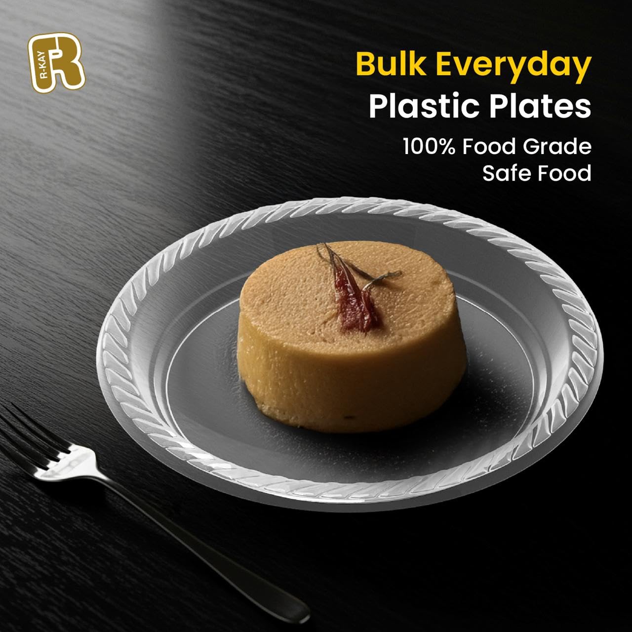 R-kay 200 Pack, 6 Inch Clear Plastic Plates - Heavy Duty Small Dessert Plates - Microwavable Small Appetizer Plates