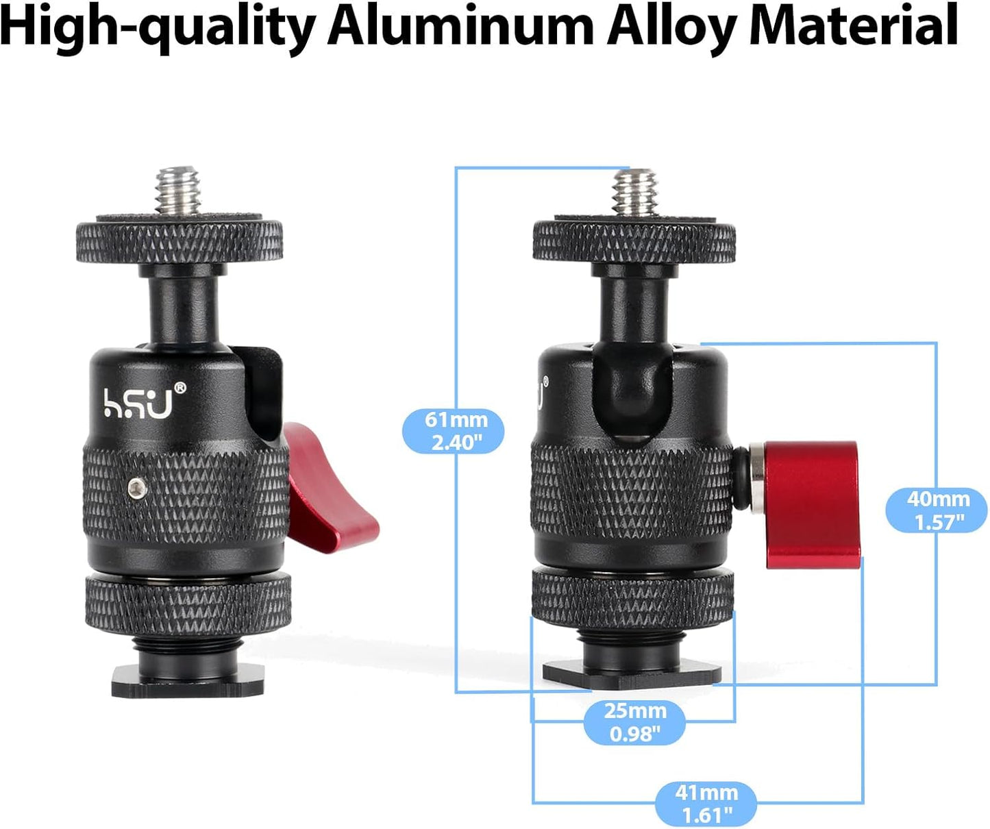 1/4-20 360 Insta360 X4/X3/X2/X/RS/R/GoPro/Sony/DSLR HSU Cold Shoe Mount Adapter, Aluminum Screw Hole Rotation Camera