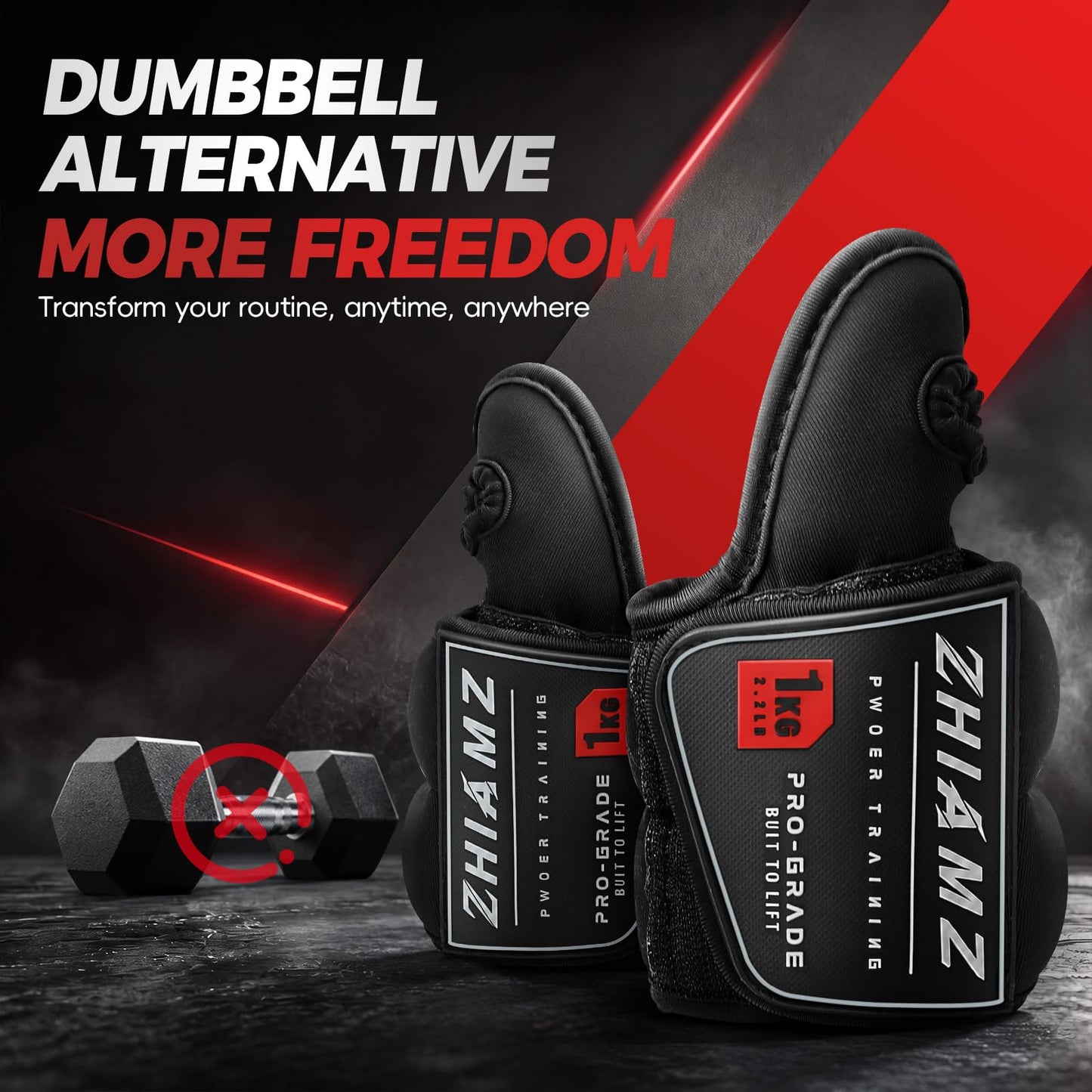 ZHIAMZ Wrist Weights with Thumb Loops Lock for Men Women, Ankle Weights Weighted Gloves for Running Strength Training Walking Exercises(Available in 2.2lb*2 or 4.4lb*2) (Black, 2.2lbs x 2)