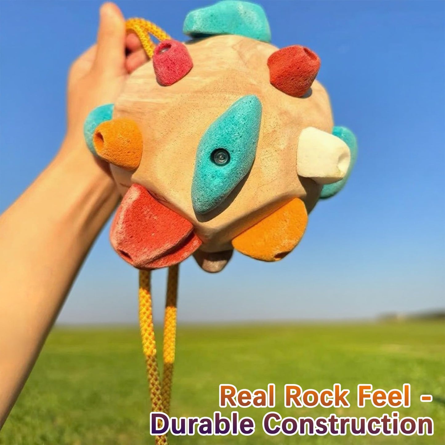 QZAVIRE Handcrafted Boulder Block - Boulder Ball for Hand Climbing, 3D Rock Climbing Training Balls with Holds Build Strength and Precision Unique Rock Climb Gift
