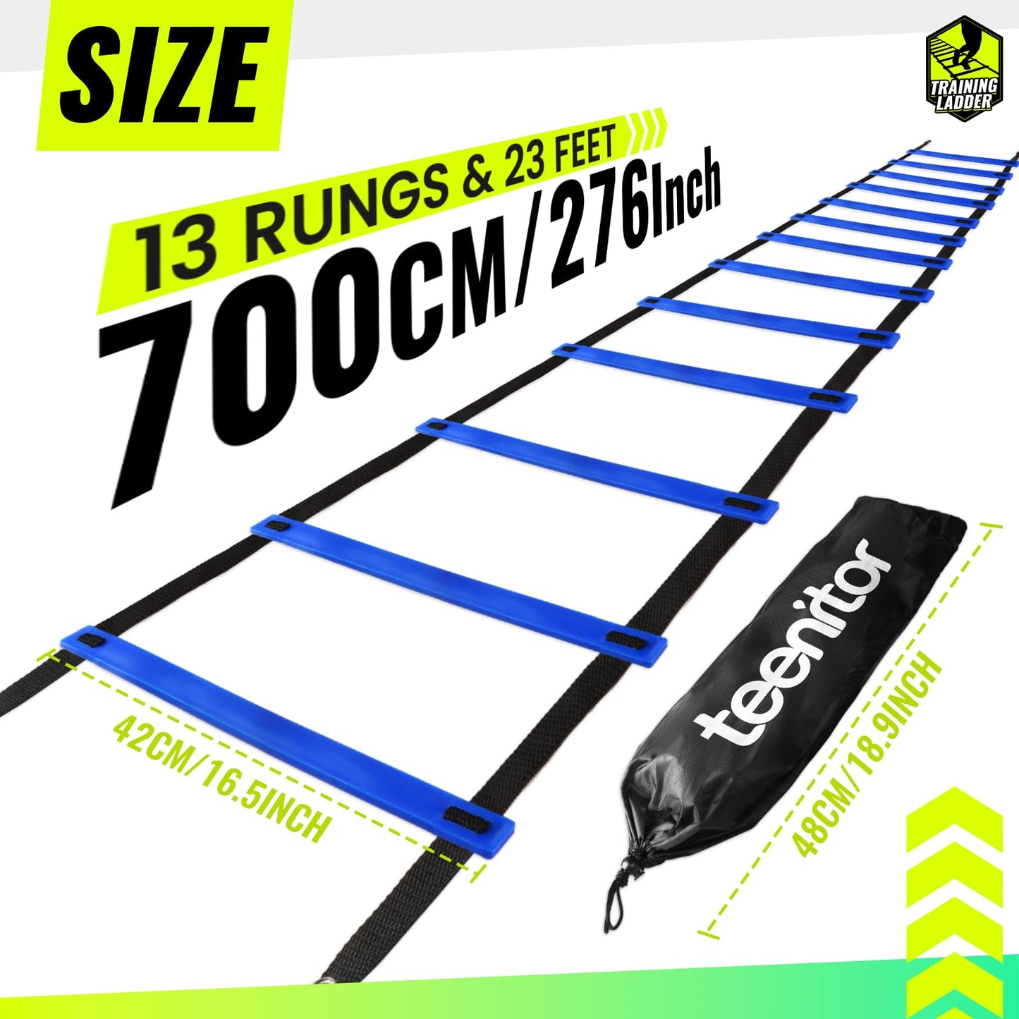 Teenitor Agility Ladders, 13 Rung Agility Ladder Speed Ladder Footwork Ladder with Carry Bag, Workout Ladder for The Ground Training Ladder