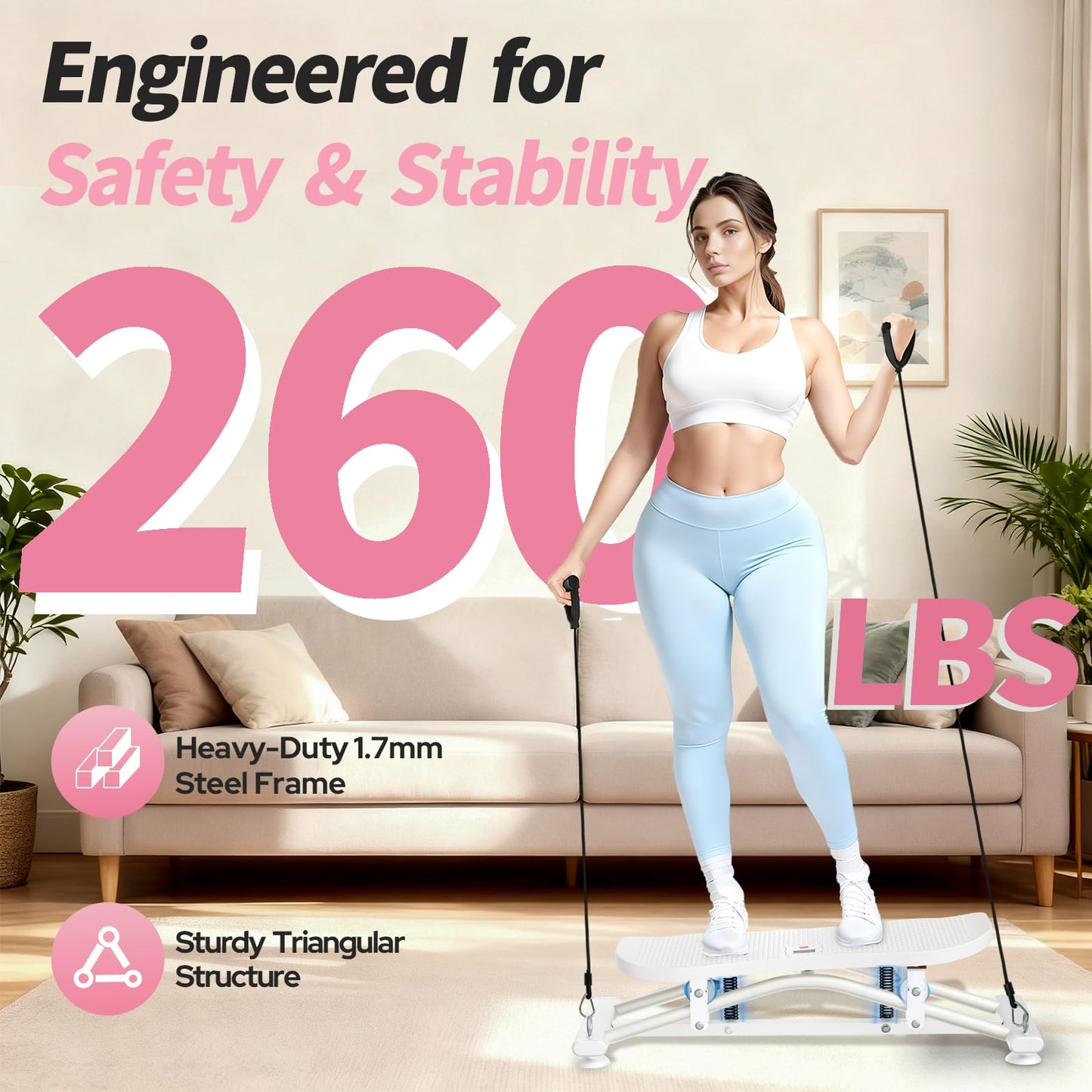 ZCMHAXJ Balance Board for Adults, Ski Machine Exercise Equipment with Resistance Bands, Rock Stepper Featuring LCD Monitor, Portable Wobble Board or Full Body Workout at Home Gym (White)