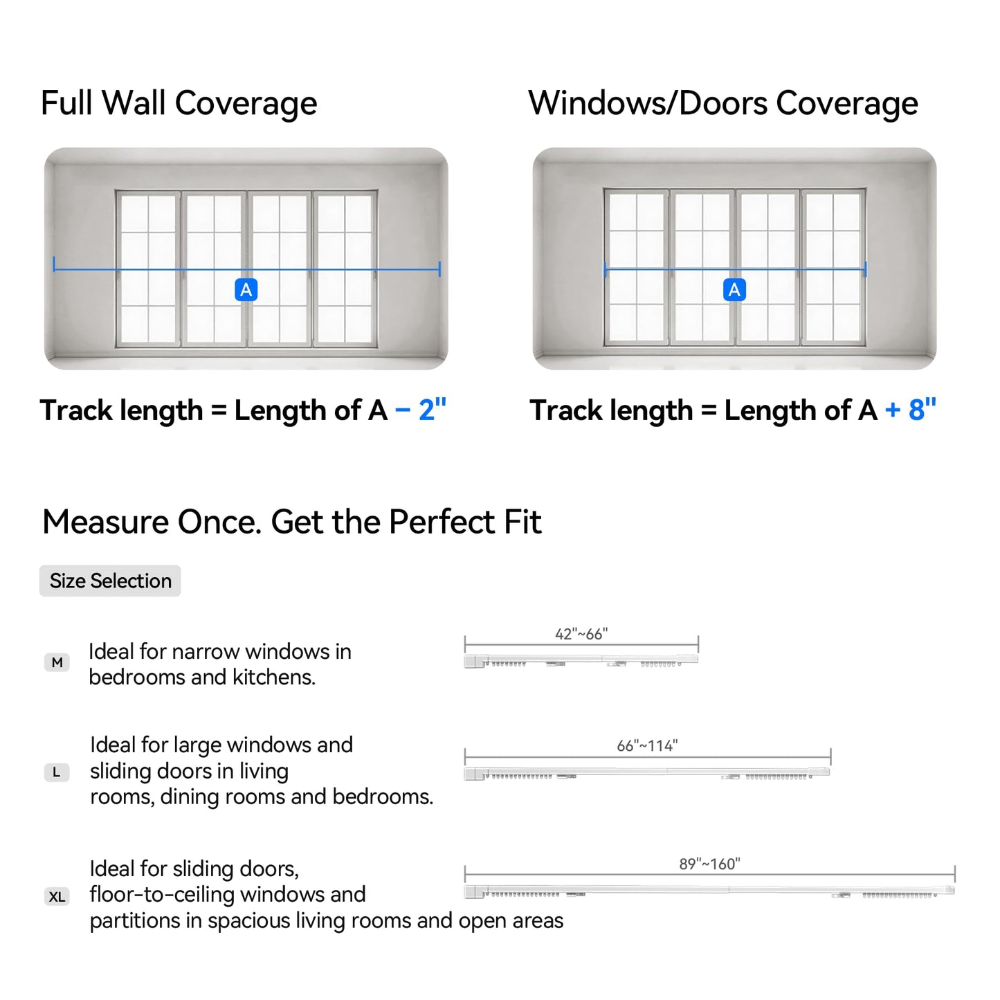 Remac M1 No-Cut Telescopic Motorized Curtain Track, Apple Home Certified Matter Smart Curtain System, Works with HomeKit Alexa Google Siri, Ceiling/Wall Mount for Bedroom Nursery Small Windows 42"-66"