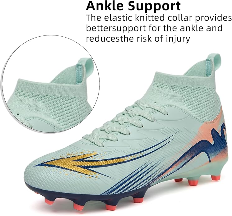 Men's High Top Soccer Shoes FG Long Spikes Adult Football Shoes Lightweight Professional Athletic Training