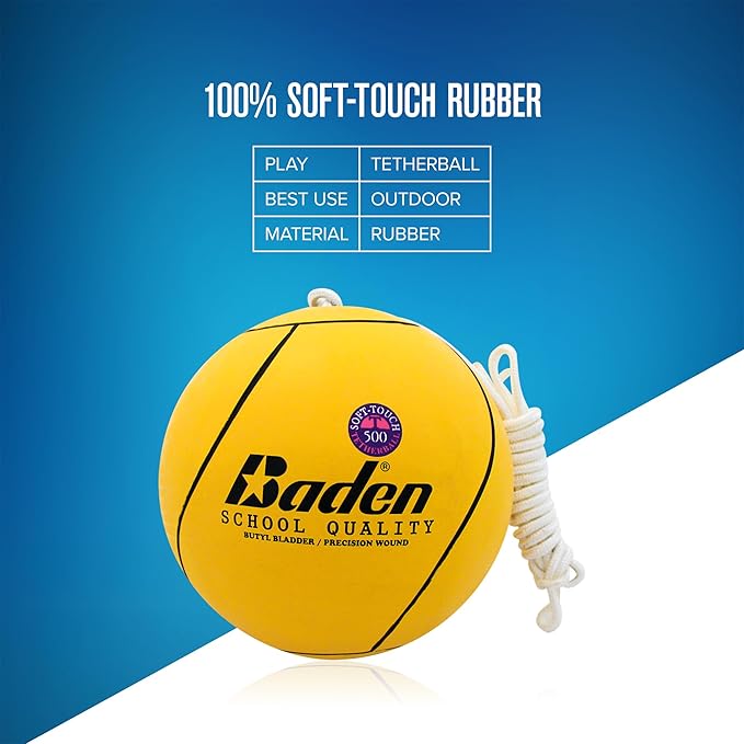 Baden School Quality Tetherball Set - Soft-Touch Tetherball Ball and Rope