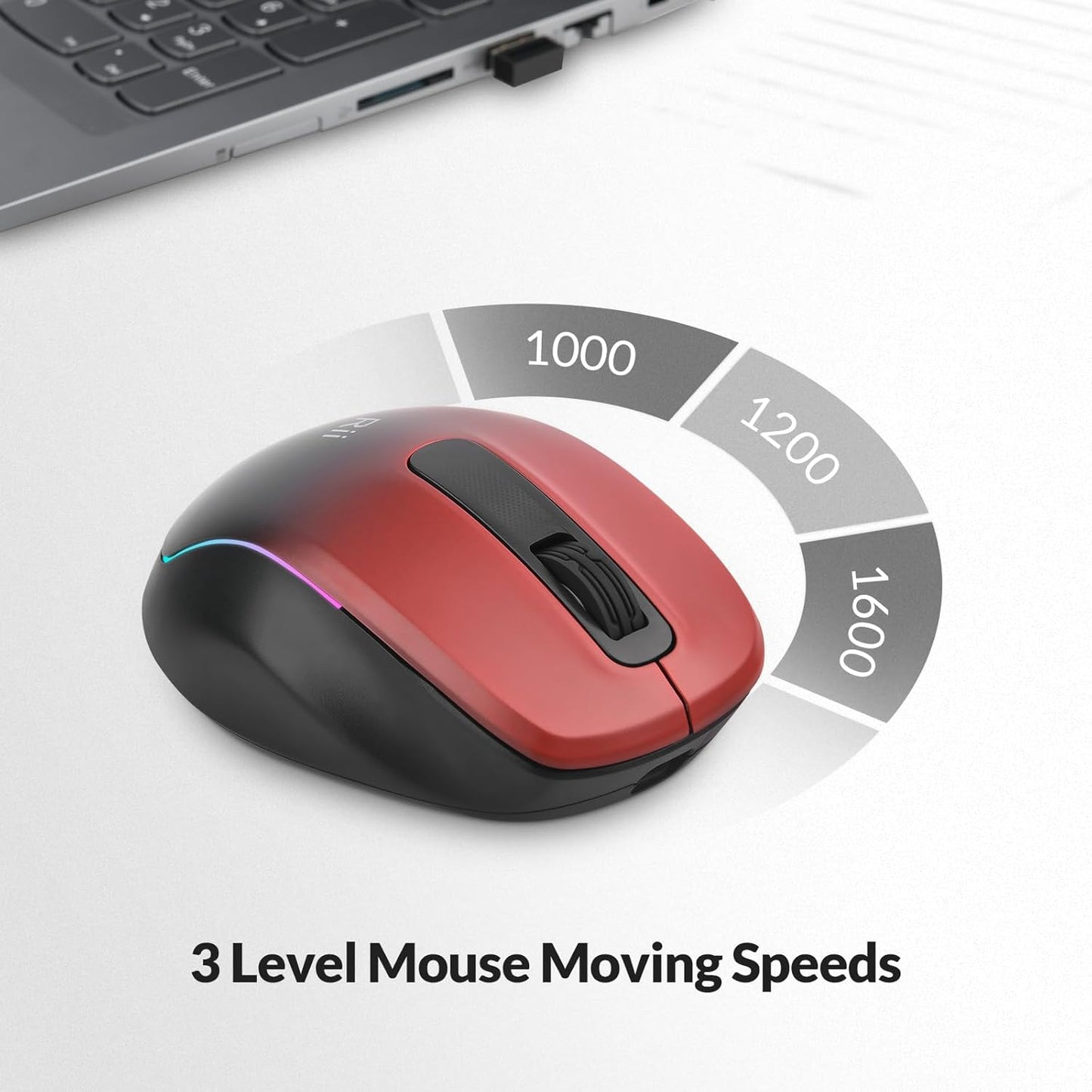 Rii 2.4 1000/1200/1600 Wireless Mouse Rechargeable, GHz with USB Receiver, DPI, Ergonomic Grips, Silent Keys, Cordless