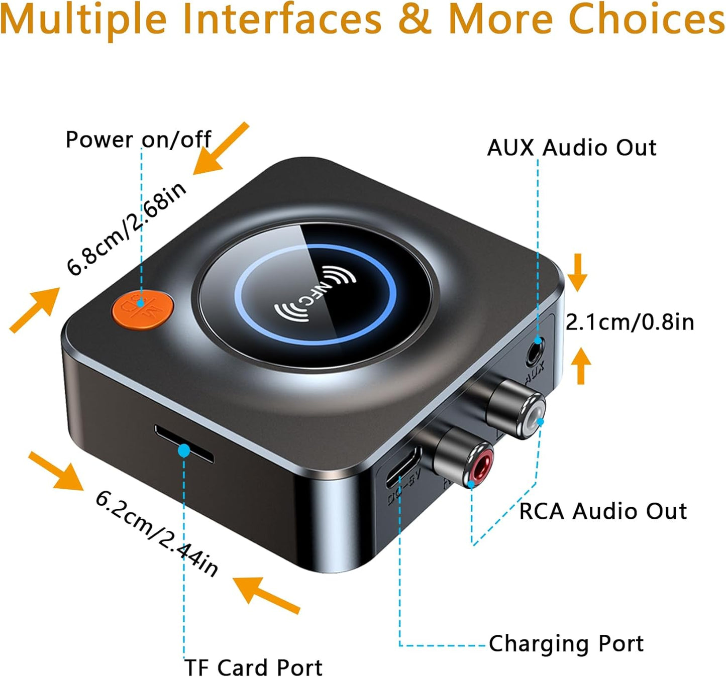 LSLYA Pair,3.5mm Bluetooth Receiver for Home Stereo, NFC Quick AUX/RCA,TF Card Slot,Wireless Bluetooth Audio Adapter