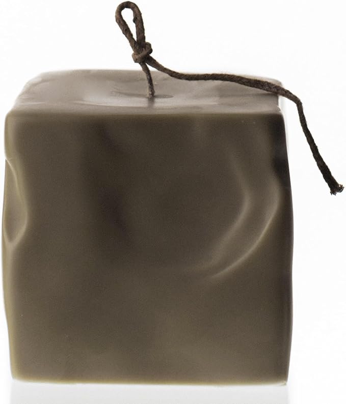 LAWA Raw Block Candle - Beautiful Handmade Pillar Scented Soy Wax Elegant Aesthetic Candle Housewarming Gift Home Room Shelf Decor Idea (Earthy Green, Small)
