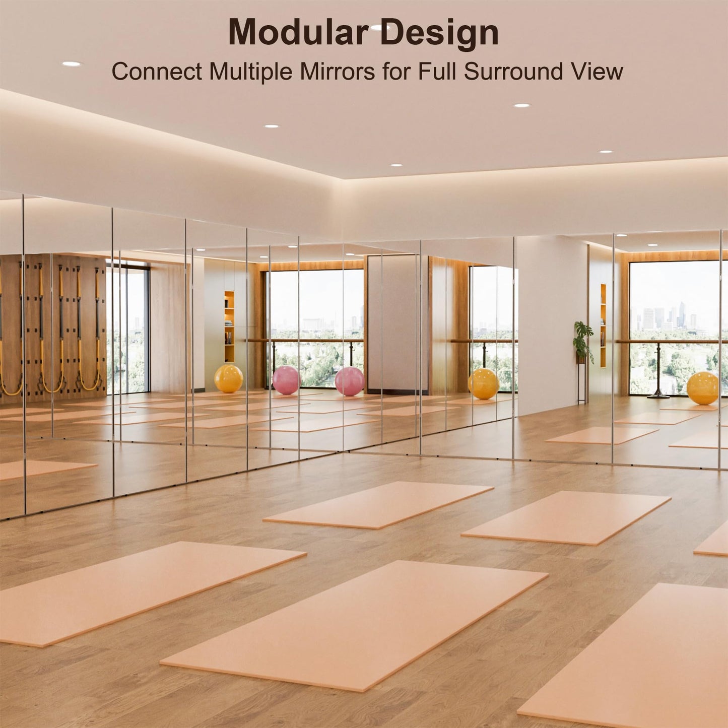 brisafe 71"x 63" Ultra-Light Foldable Floor Mirror with 360° Folding Design, Space-Saving Full-Length Mirror for Home Gym/Yoga/Dance Studio & Commercial Use, 60% Insurance Savings, Silver