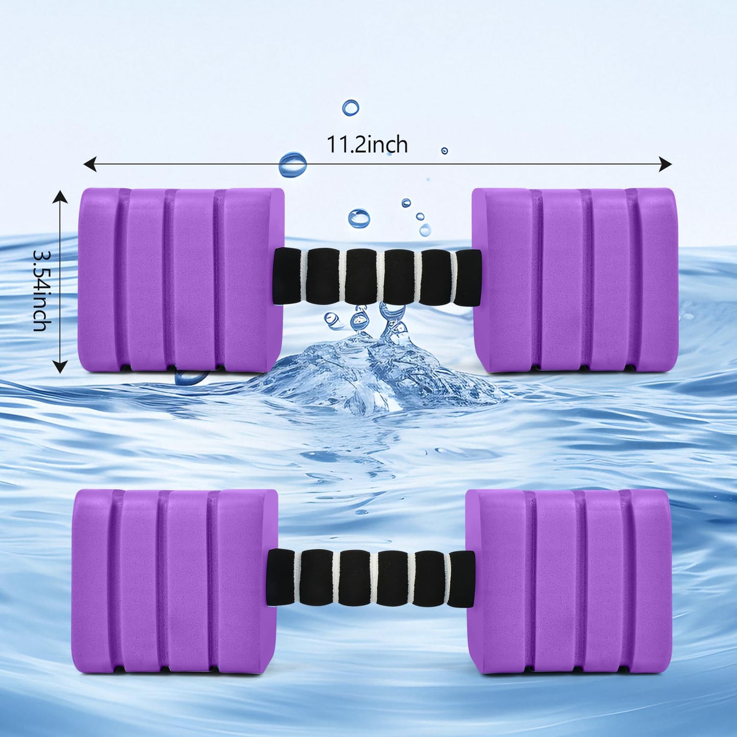 Aquatic Exercise Dumbbells, 2PCS Foam Water Weights, Aerobic Exercise Fitness Equipment Dumbbell, Dumbbells Set for Water Aerobics Weight Loss, Pool Fitness, Underwater Exercise (Dark Purple)
