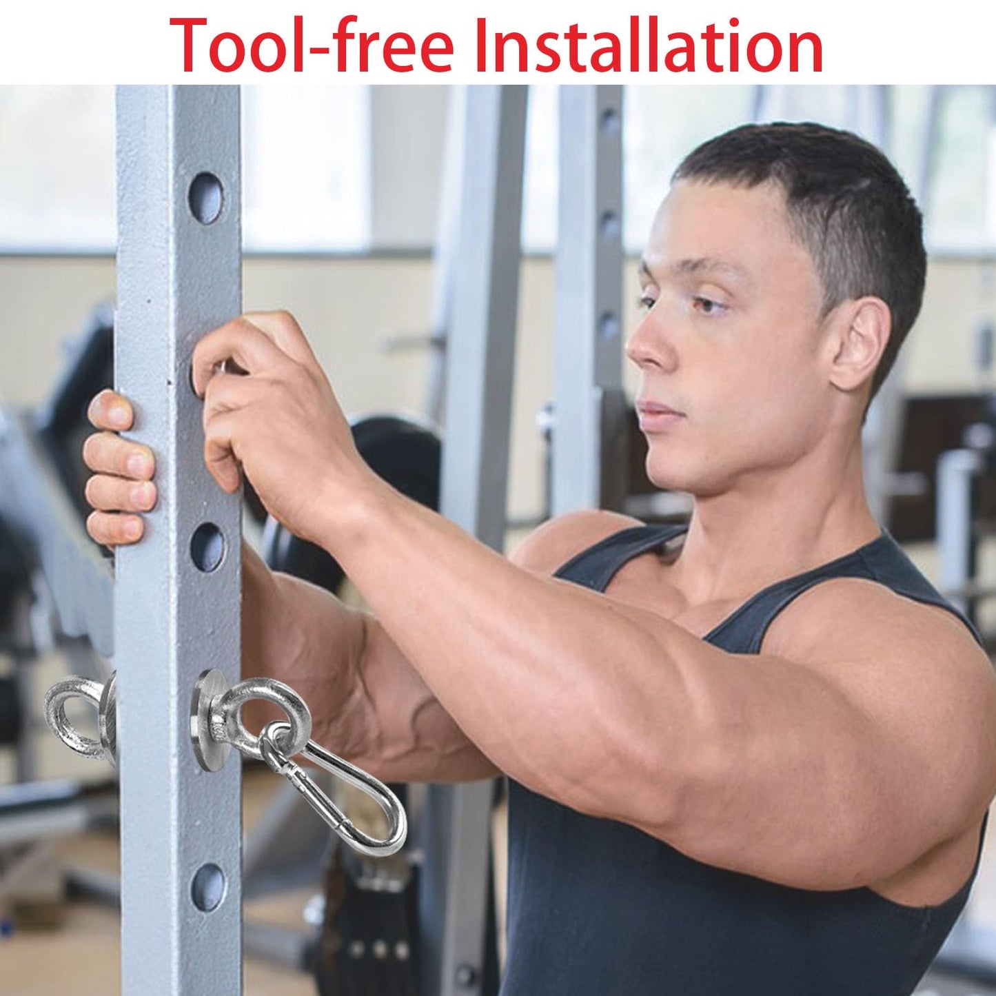 Ertuohg 2PCS Power Rack Attachments, Heavy Duty Squat Rack Attachments, Power Rack Shackle Band Attachment for Strength Training, Resistance Band Accessories Fits 1" Holes