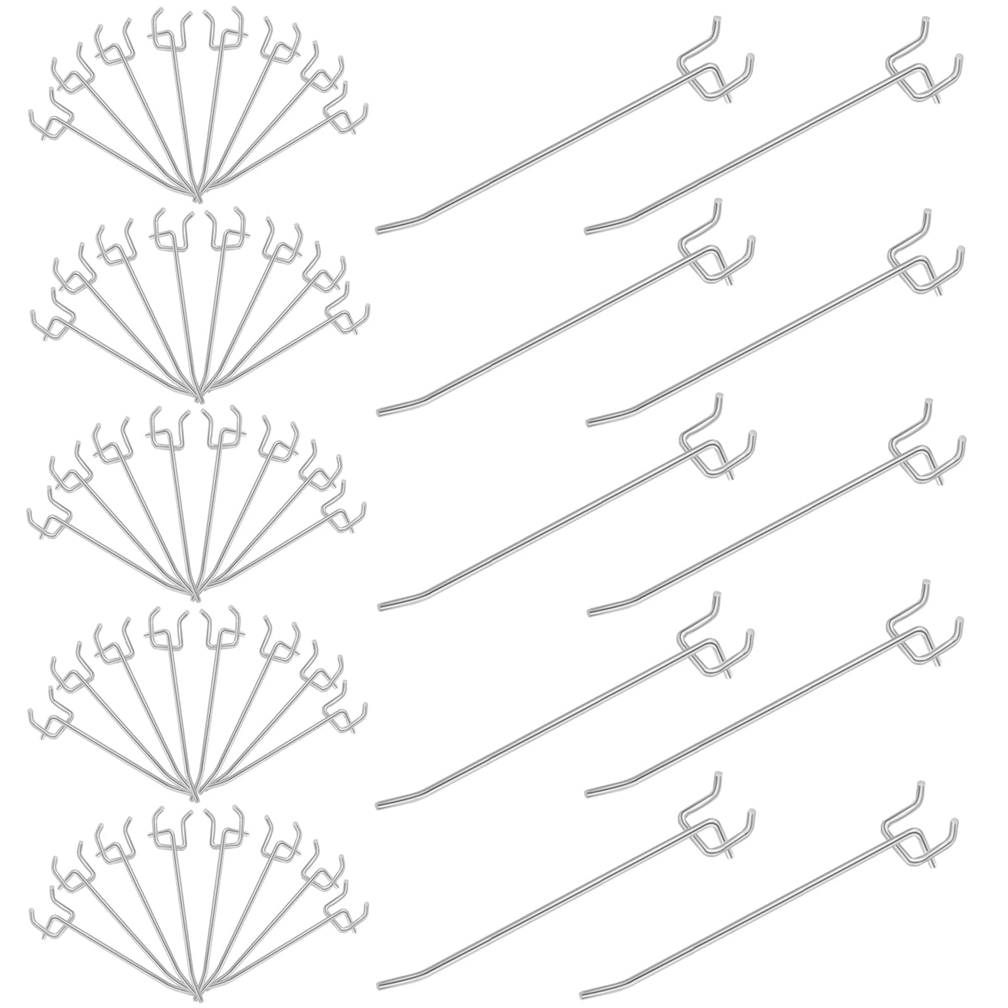 Irrigaton 50 Pack 6 Inch Pegboard Hooks, L Shape Metal Hooks Kit for 1/4" and 1/8" Pegboard, Utility Hooks Suit for Organizing Storage Tools, Garage, Kitchen, Office, Tools