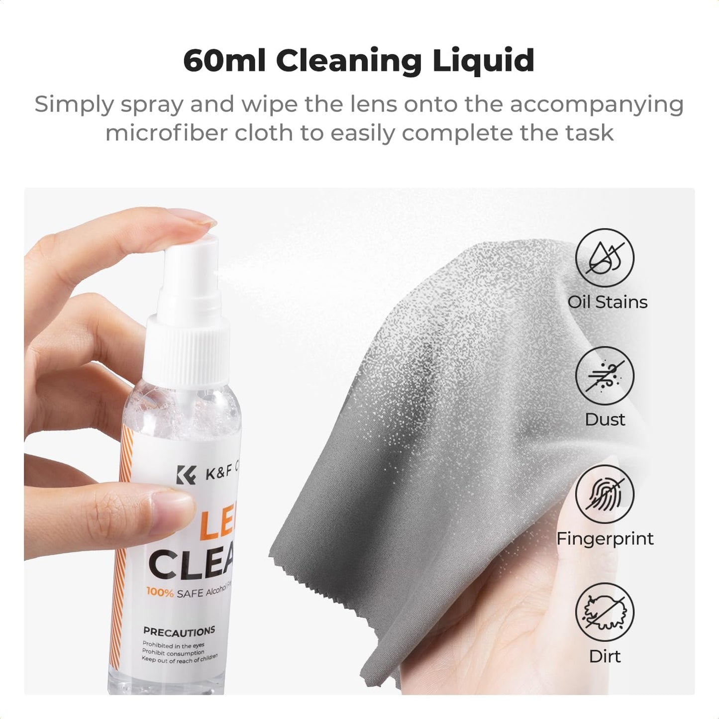 K&F CONCEPT 25-1 Swabs/60&20ML Professional Camera Cleaning Kit for DSLR Cameras with Full Frame Sensor Cleaning Lens