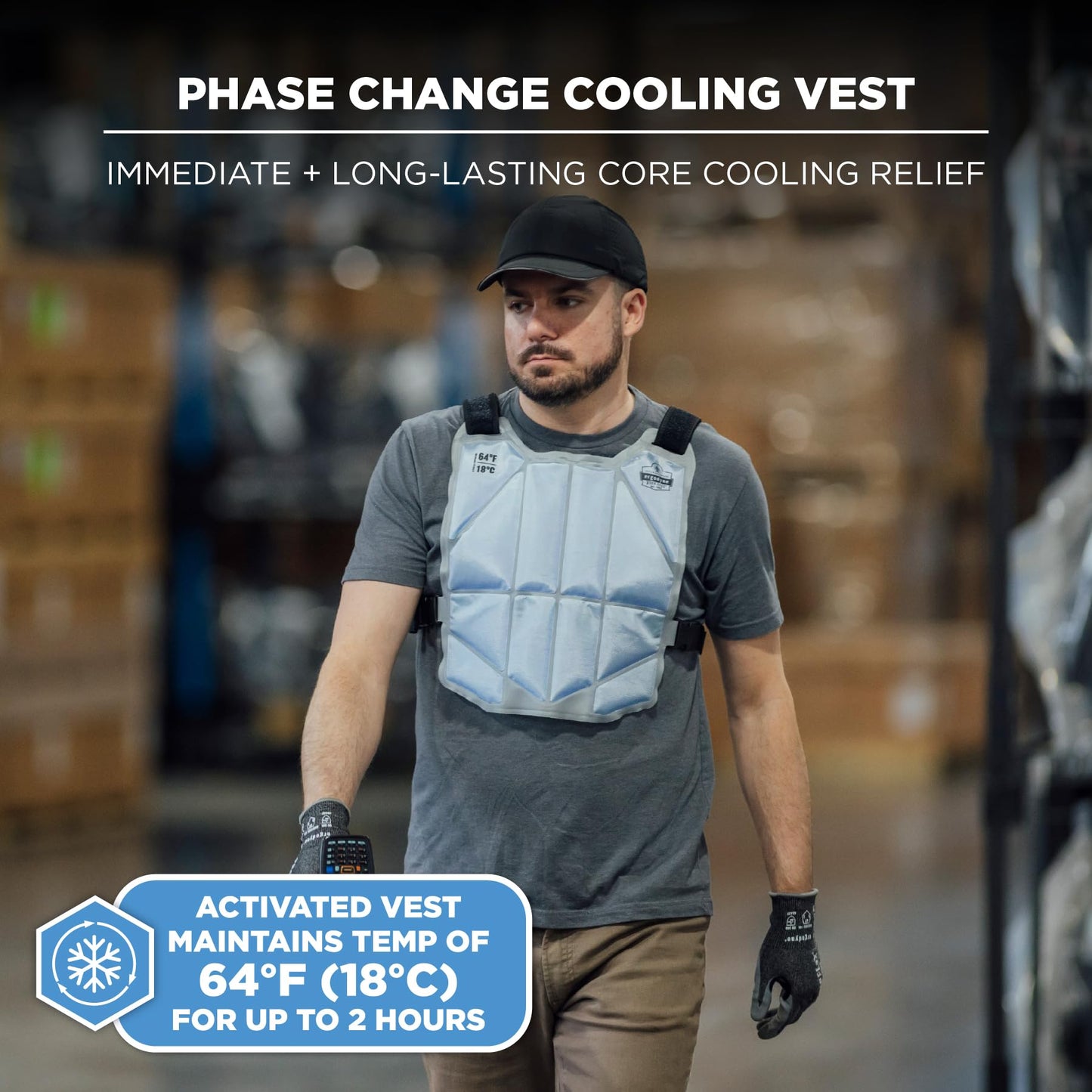 Ergodyne 6210 Phase Change Lightweight Cooling Ice Vest, Cooling Relief for All Environments, Cooling Towel Included
