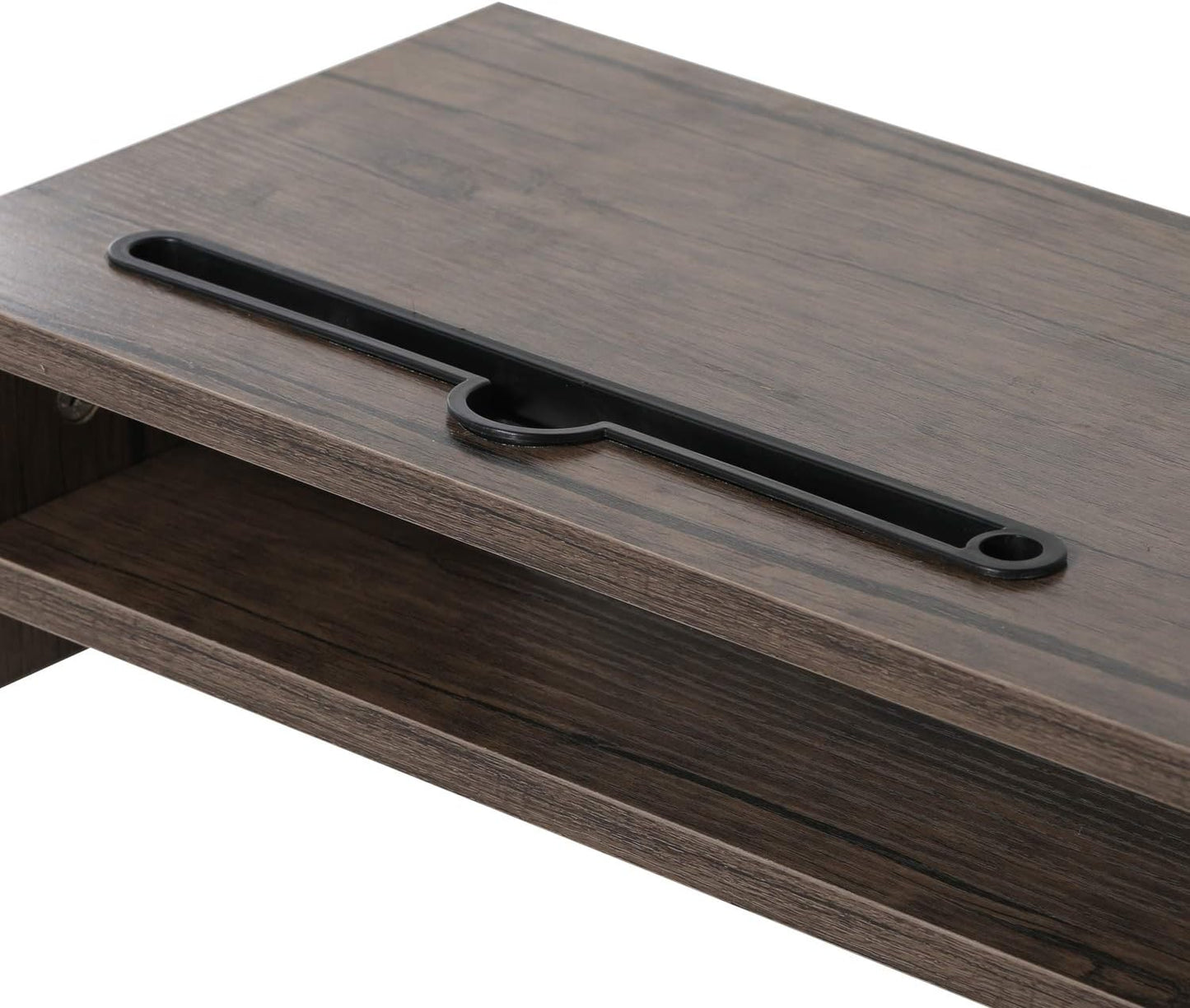 Management,2 VECELO Wood Computer Monitor Stand Riser,TV/Laptop/Printer/PC Desk Shelf with Cellphone Holder and Cable