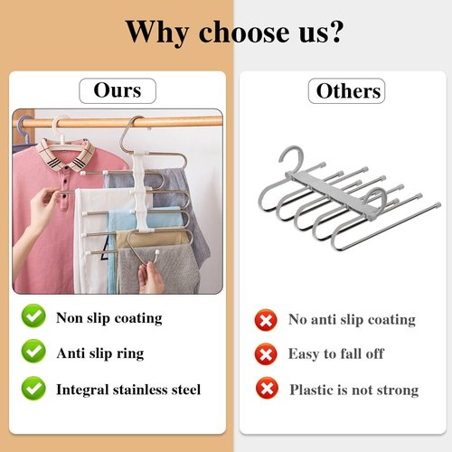 Kalimdor Pants Hangers - Space Saving Metal Closet Organizer with Anti-Slip Design | 2 Pack for Jeans & Skirts